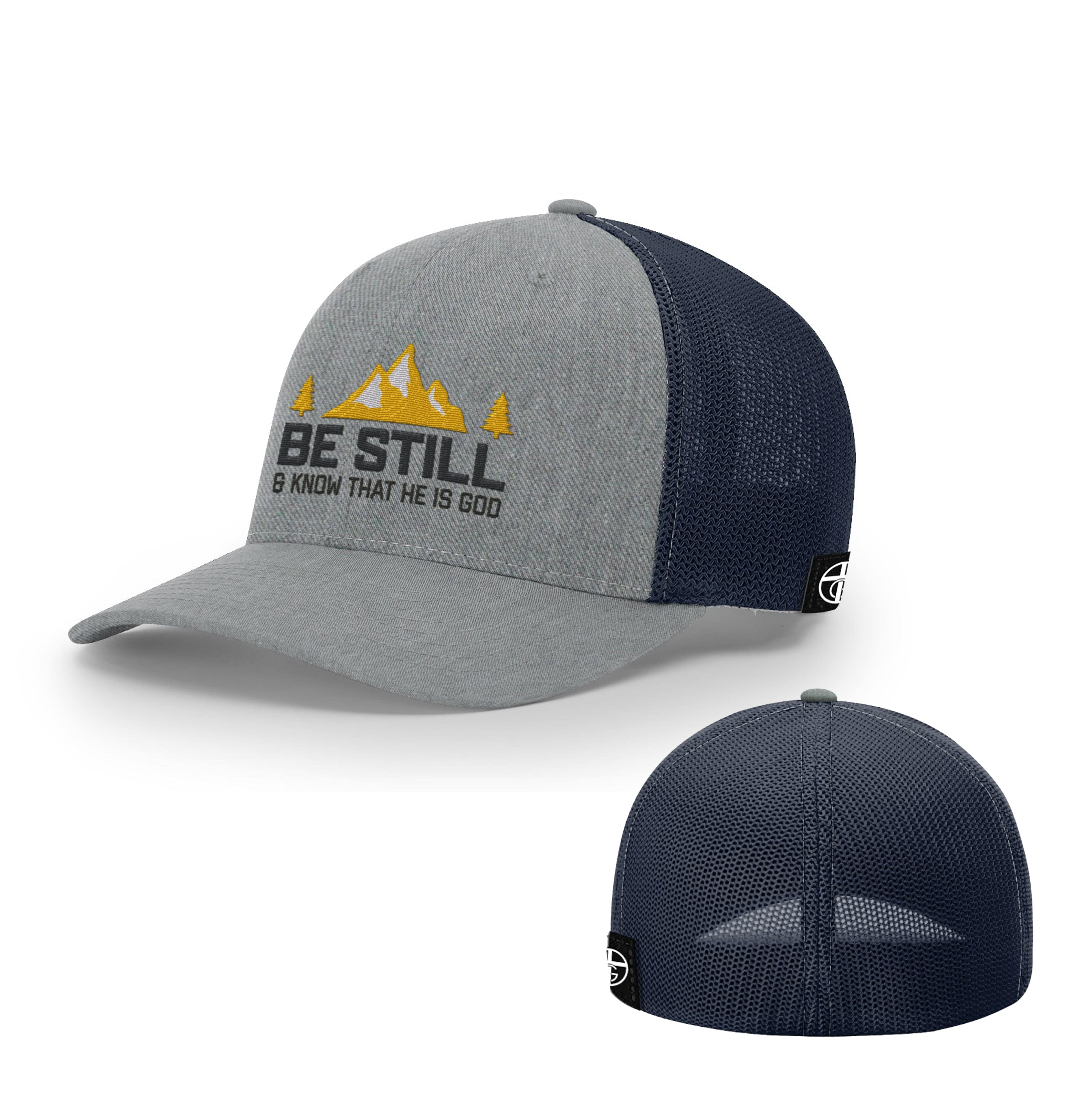 Our True God Hat Flexfit / Heather and Navy / S/M Be Still And Know That He Is God Hats