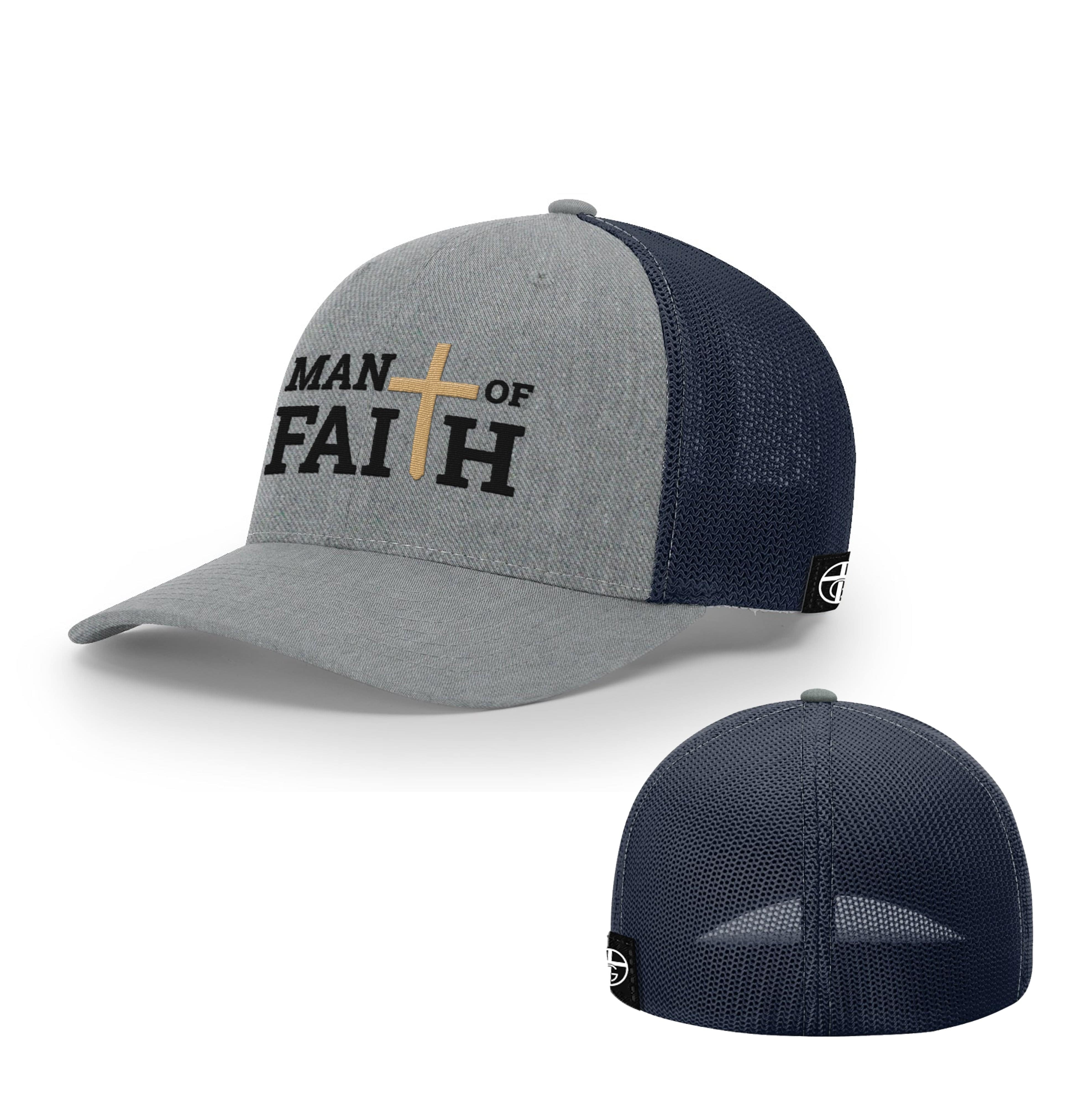 Our True God Hat Flexfit / Heather and Navy / S/M Man Of Faith Hats