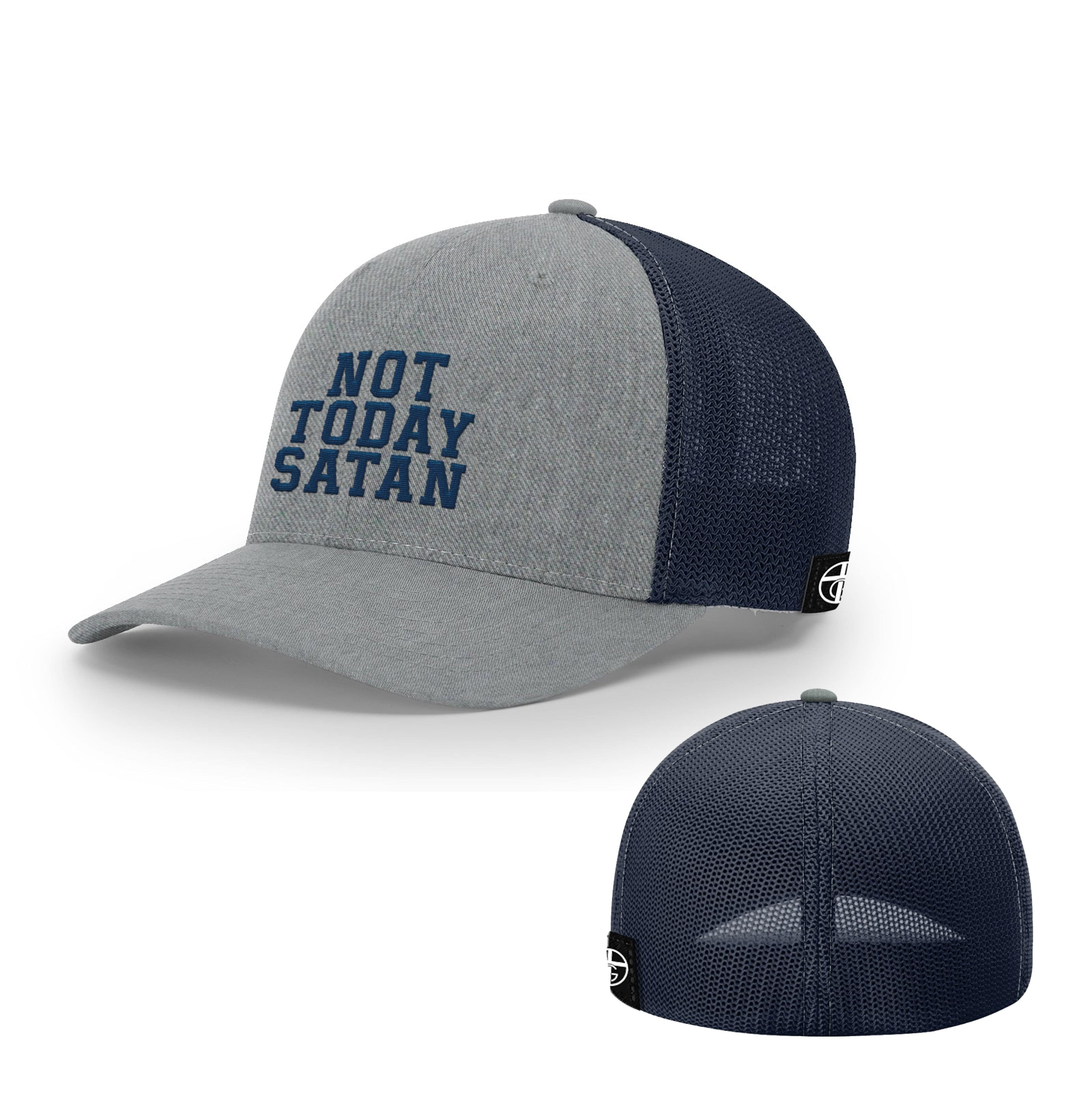 Our True God Hat Flexfit / Heather and Navy / S/M Not Today Satan Hats