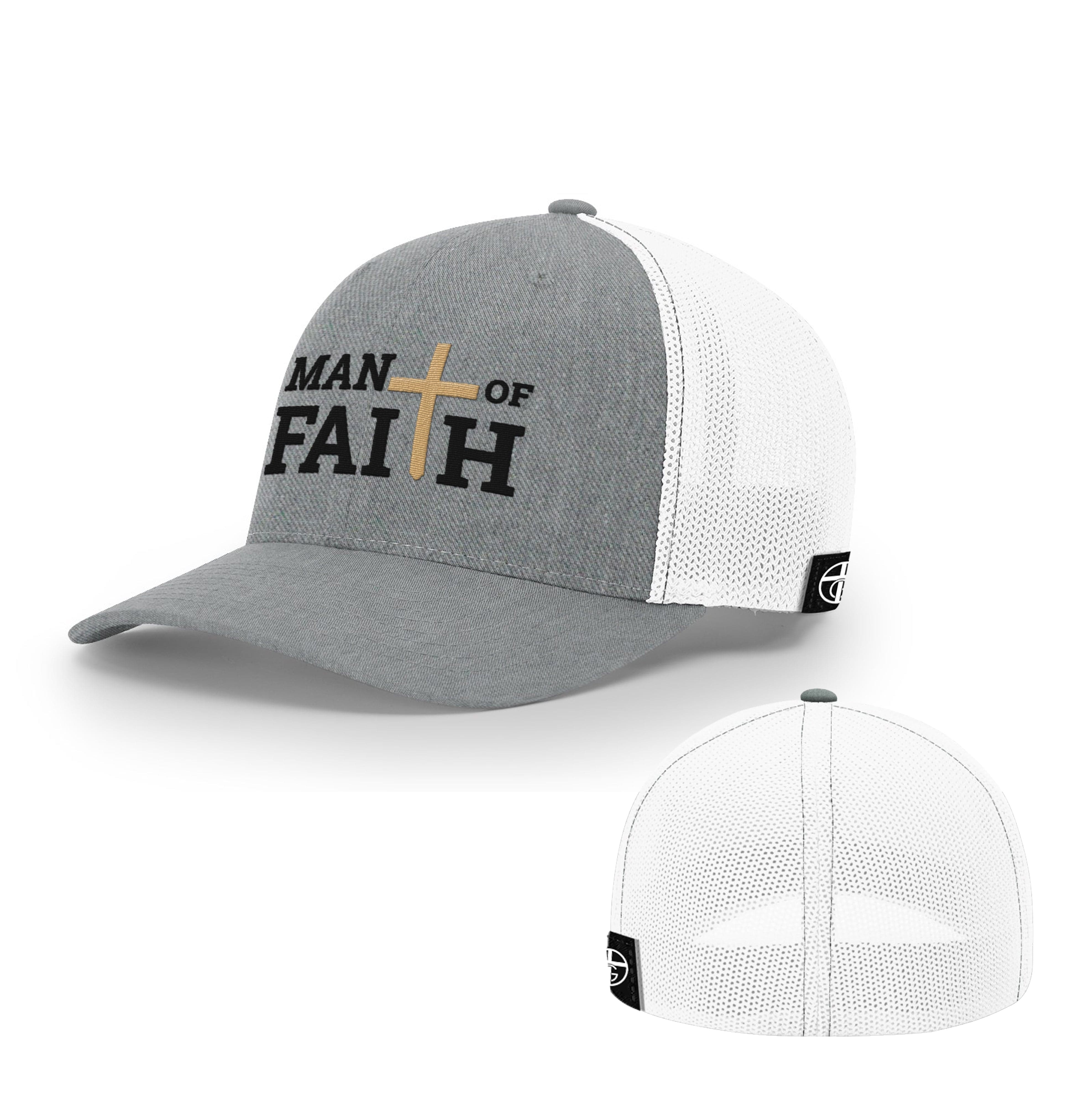 Our True God Hat Flexfit / Heather and White / S/M Man Of Faith Hats