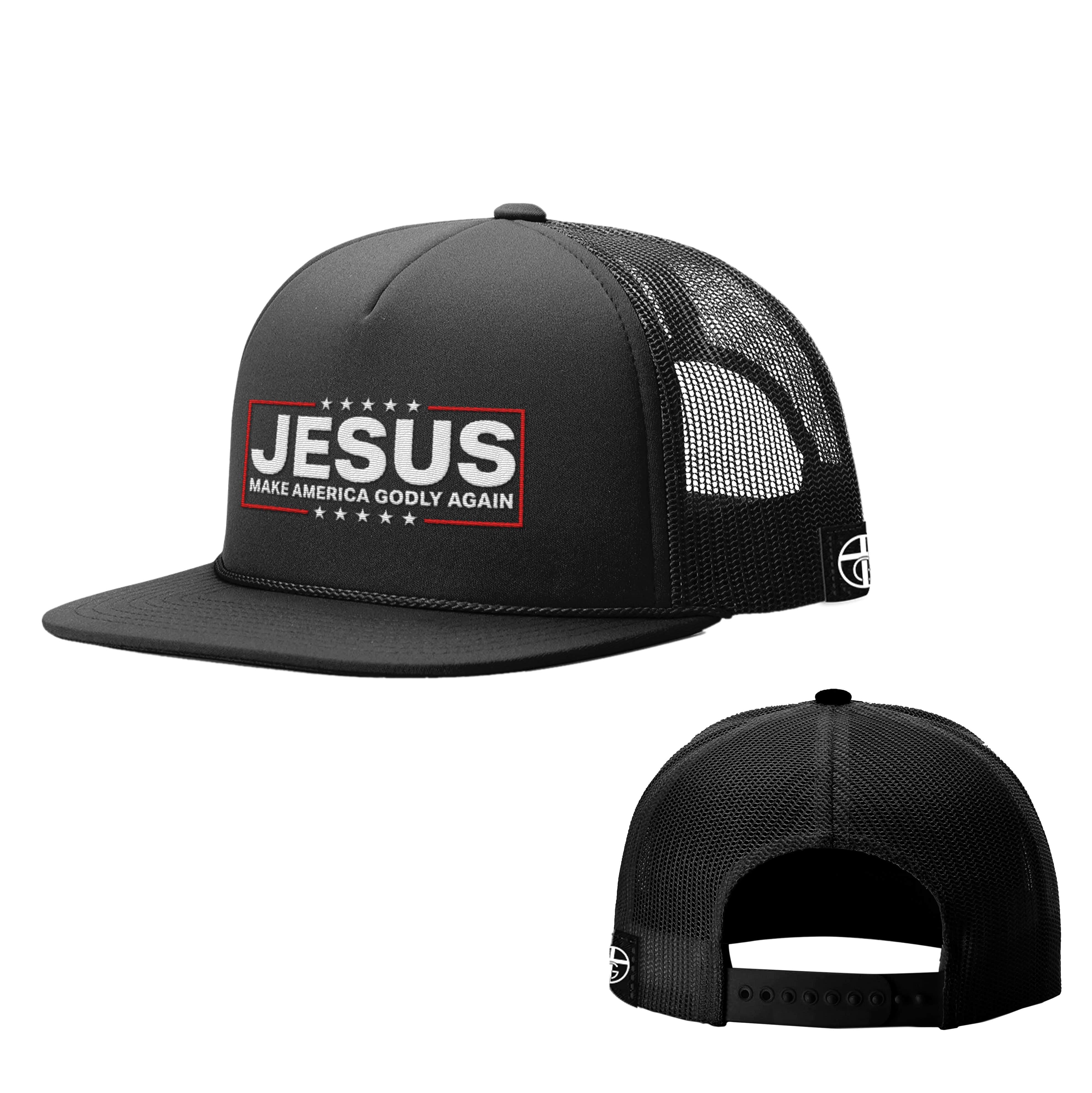 Our True God Hat Full Black / One Size Jesus Make America Godly Again Foam Trucker Hats