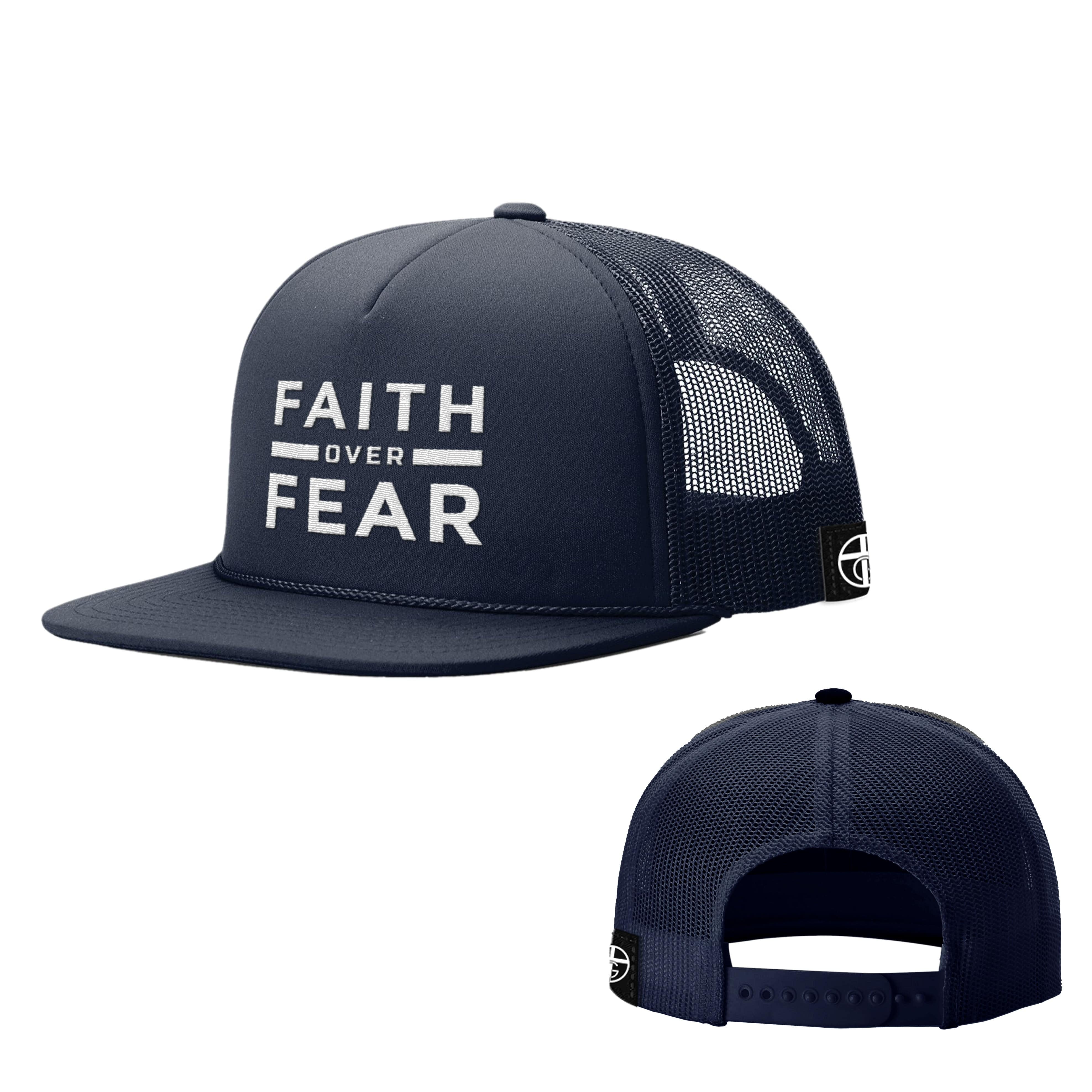 Our True God Hat Navy / One Size Faith Over Fear Foam Trucker Hats