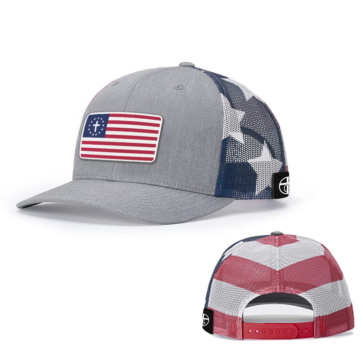 Our True God Hat Patriotic Richardson / Heather Grey / One Size One Nation Under God Patch Patriotic Hats