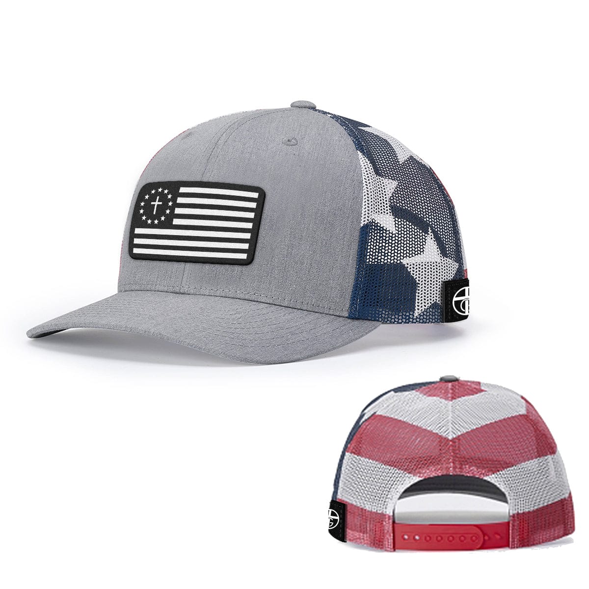 Our True God Hat Patriotic Richardson / Heather Grey / One Size One Nation Under God White Patch Patriotic Hats