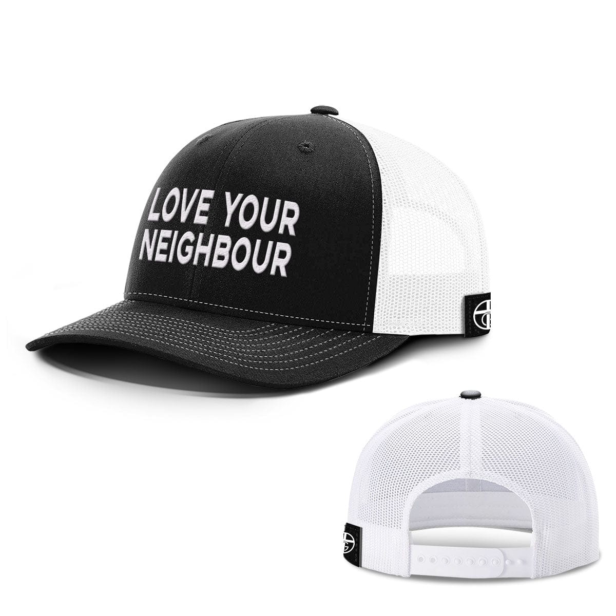 Our True God Hat Snapback / Black and White / One Size Love Your Neighbour Hats