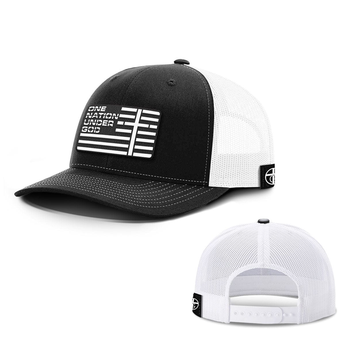 Our True God Hat Snapback / Black and White / One Size One Nation Under God Flag Black PVC Patch Hats