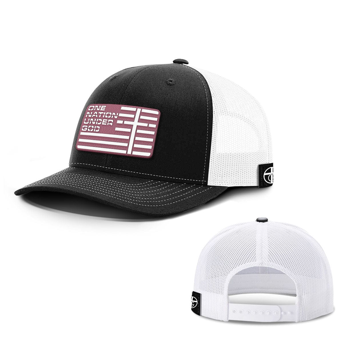 Our True God Hat Snapback / Black and White / One Size One Nation Under God Flag Pink PVC Patch Hats