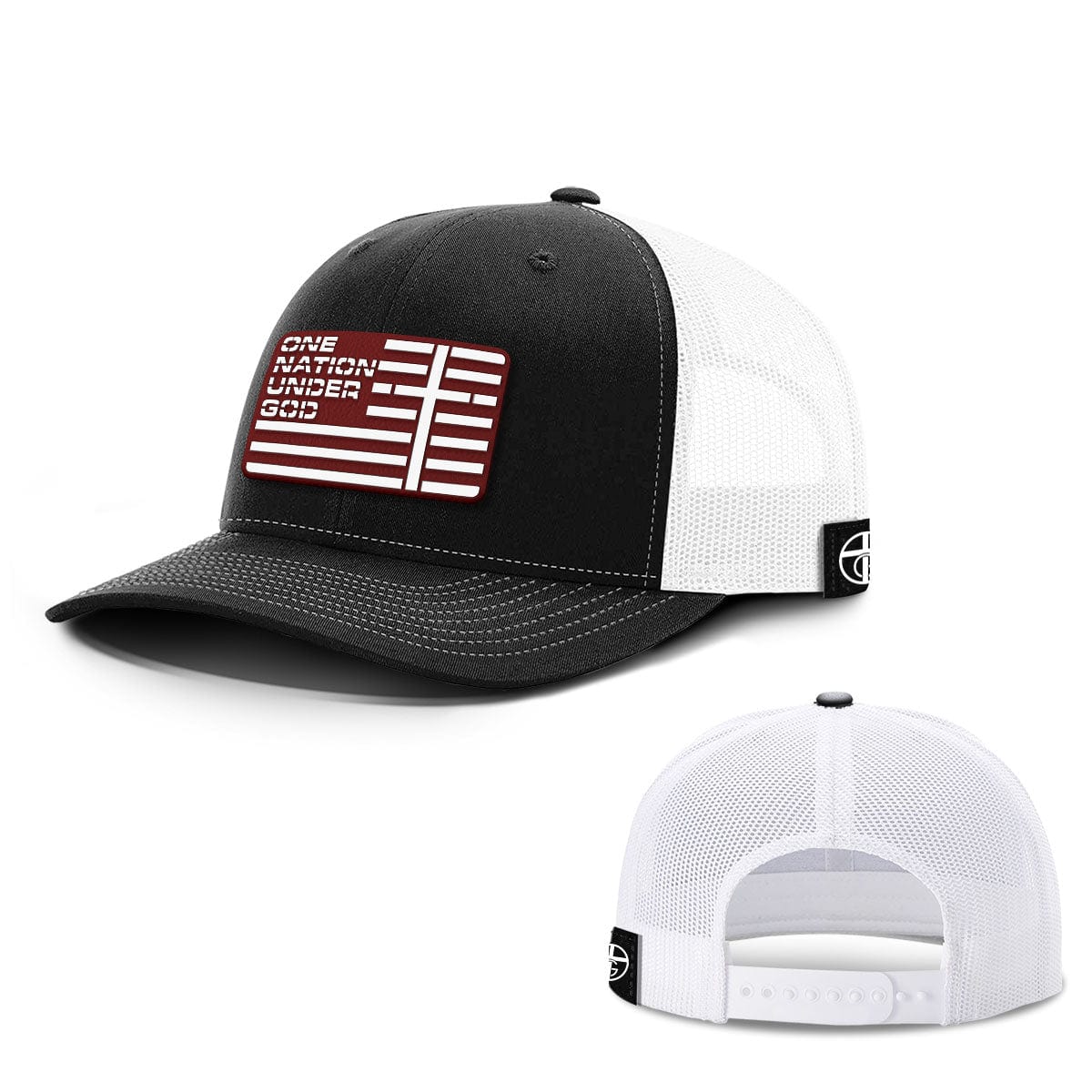 Our True God Hat Snapback / Black and White / One Size One Nation Under God Flag Red PVC Patch Hats