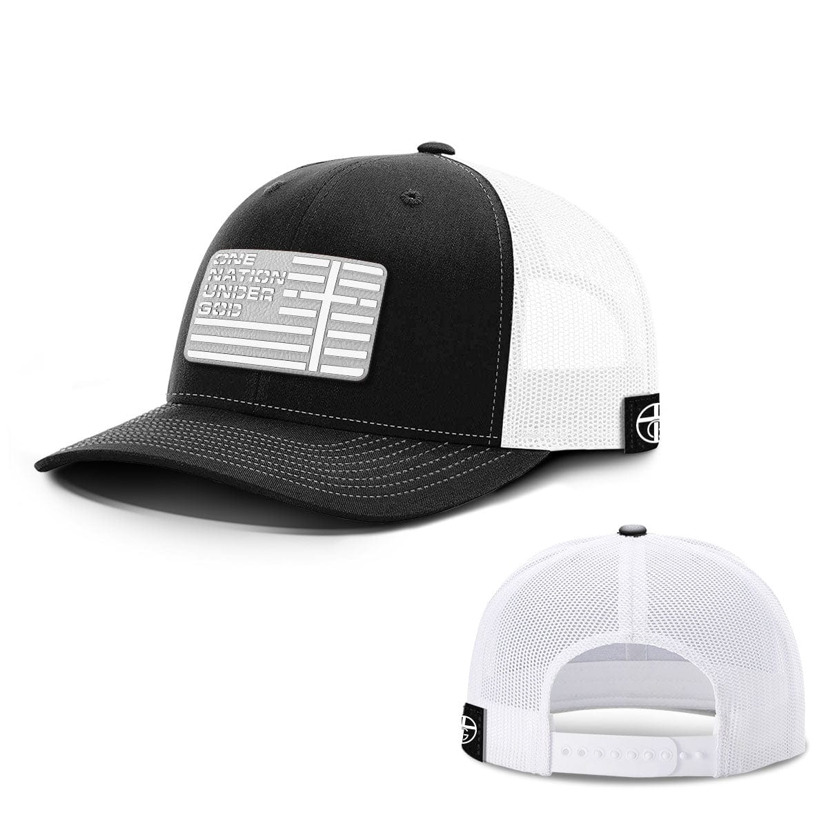 Our True God Hat Snapback / Black and White / One Size One Nation Under God Flag White PVC Patch Hats