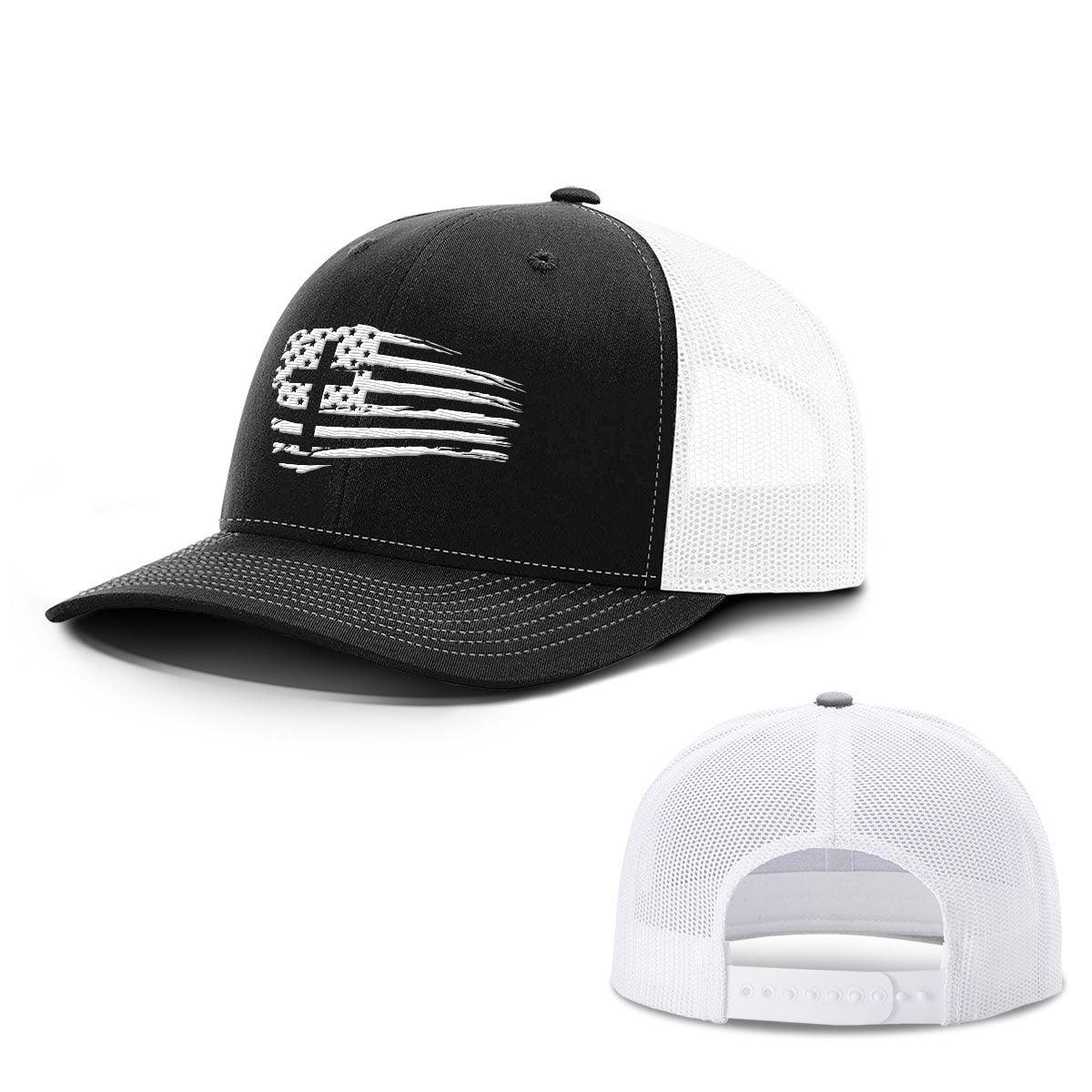 Our True God Hat Snapback / Black and White / One Size Tattered Flag Cross Hats