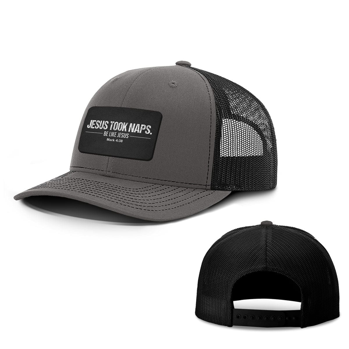 Our True God Hat Snapback / Charcoal and Black / One Size Jesus Took Naps Patch Hats