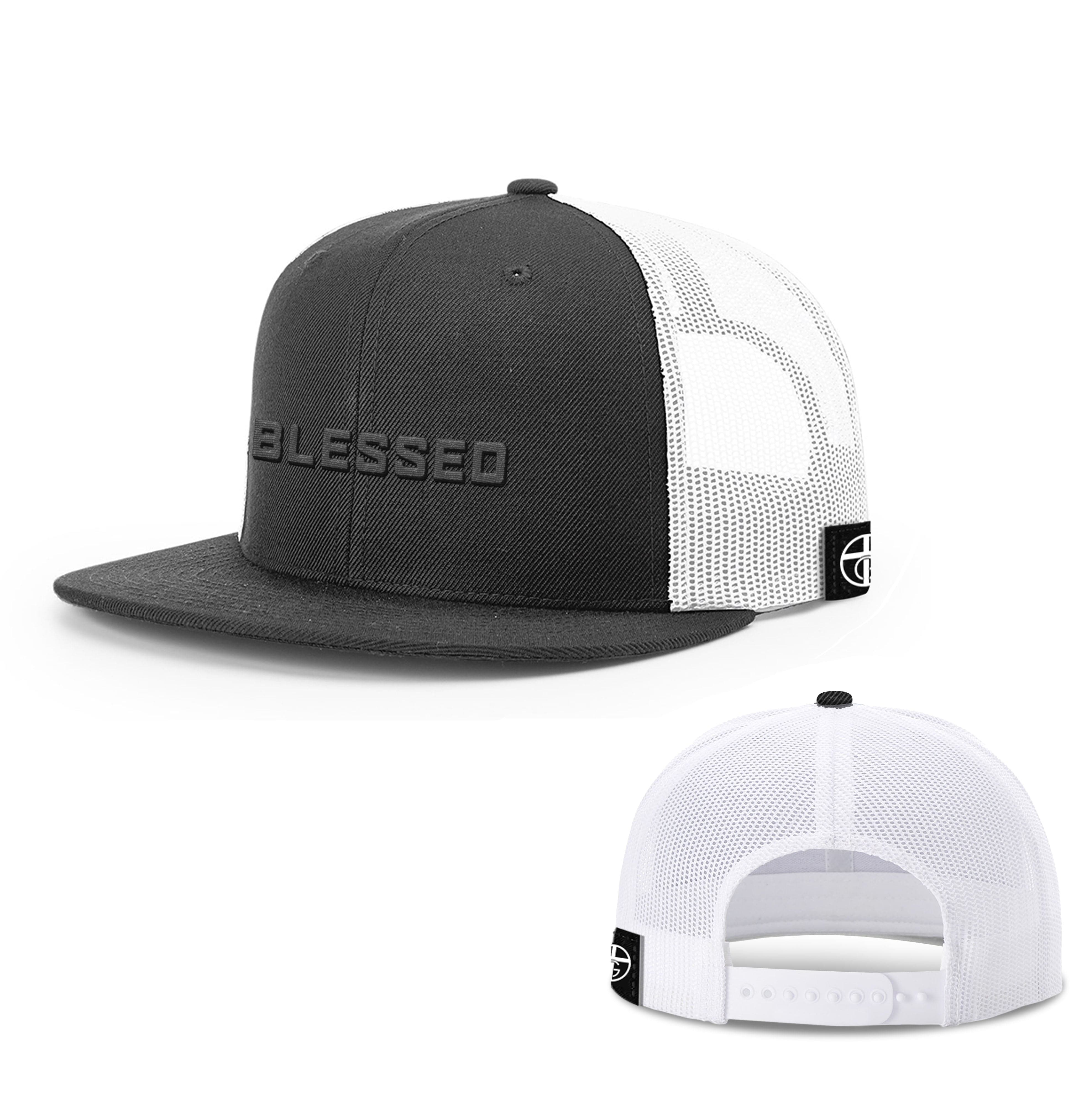 Our True God Hat Snapback Flatbill / Black and White / One Size Blessed Blackout Version Hats