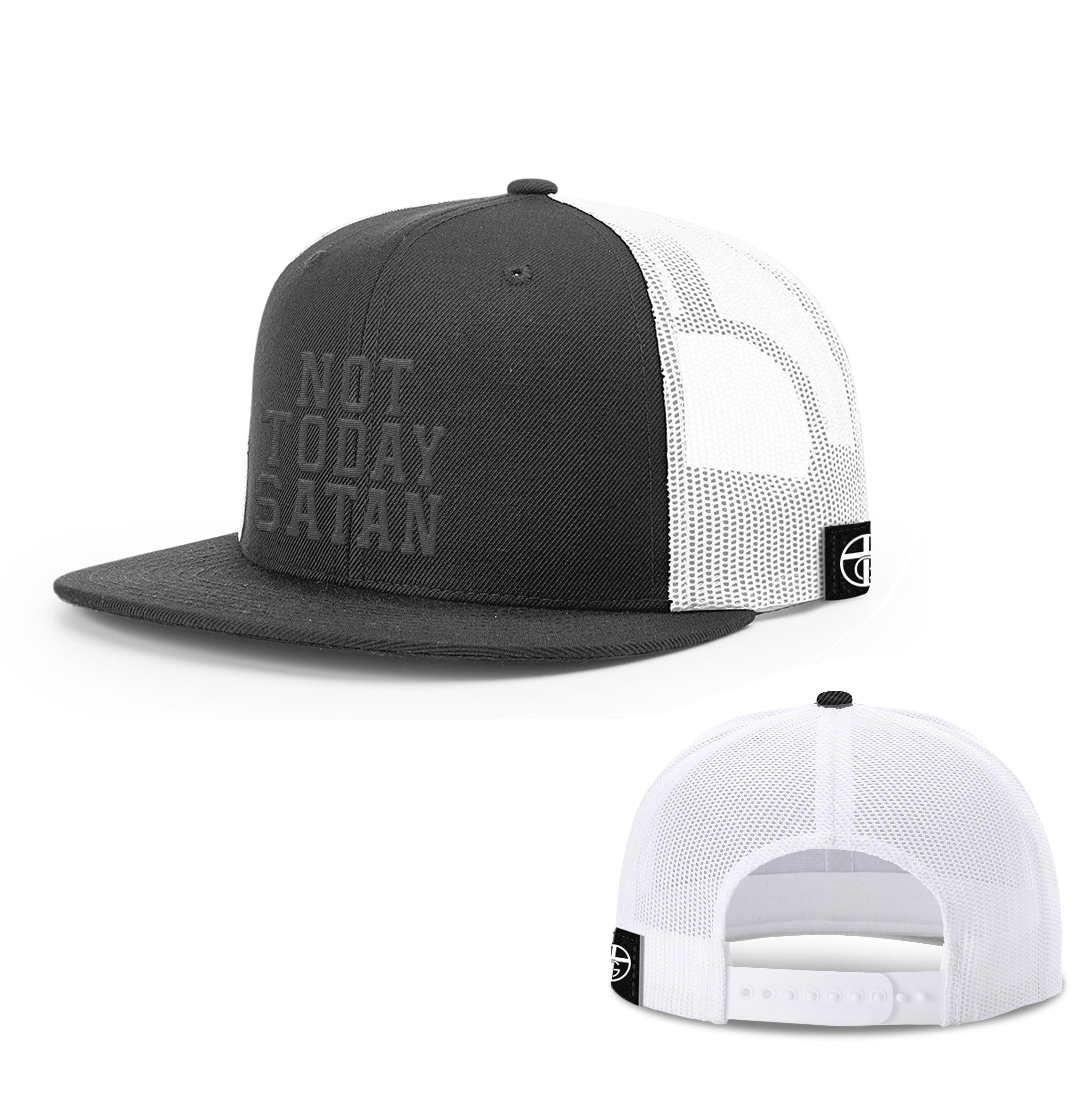 Our True God Hat Snapback Flatbill / Black and White / One Size Not Today Satan Blackout Version Hats