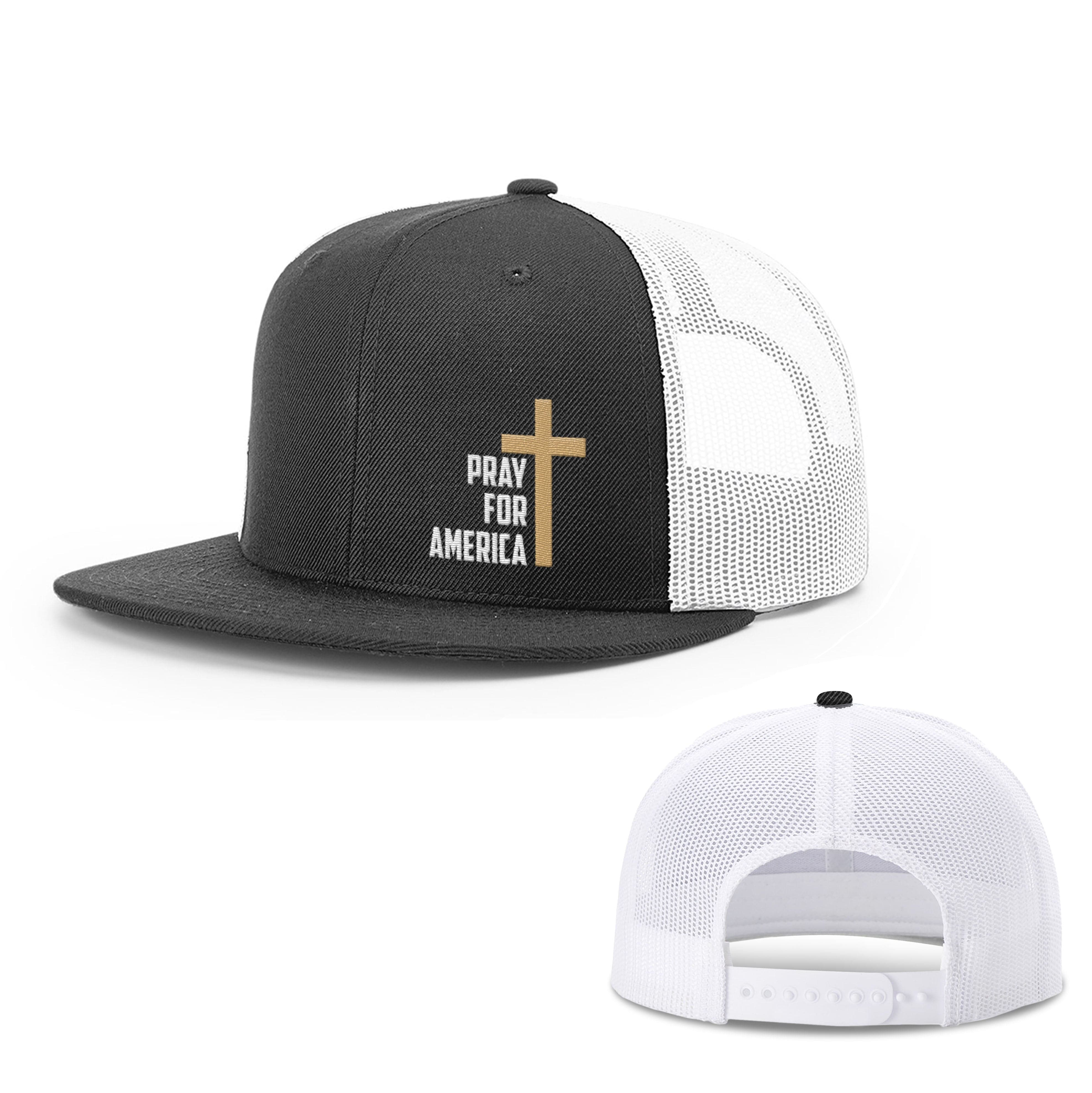 Our True God Hat Snapback Flatbill / Black and White / One Size Pray For America Hats