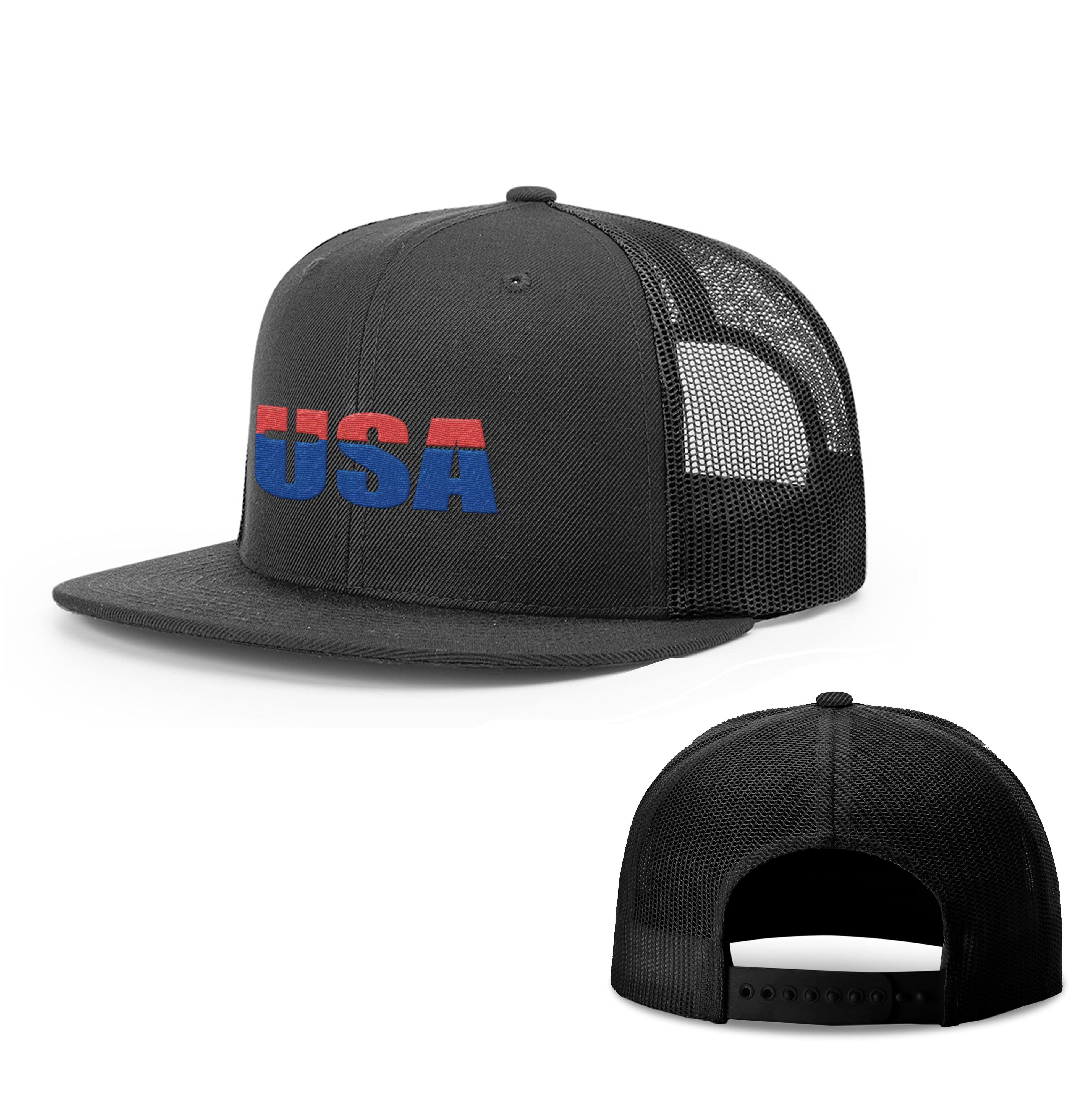 Our True God Hat Snapback Flatbill / Full Black / One Size USA Cross Hats