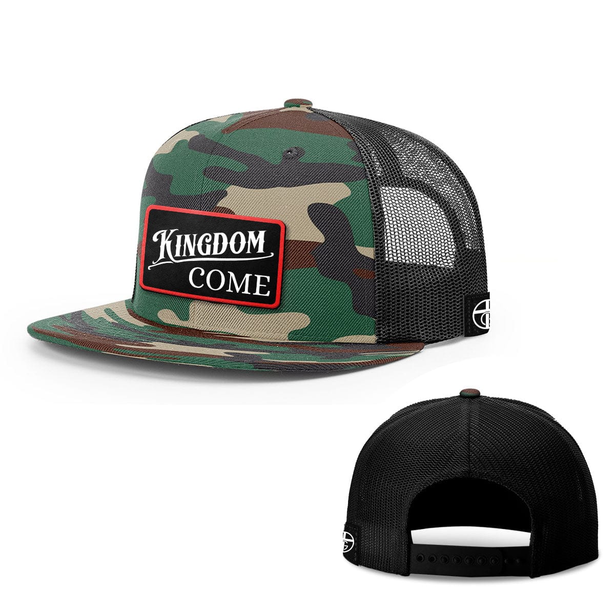 Our True God Hat Snapback Flatbill / Green Camo and Black / One Size Kingdom Come Patch Hats