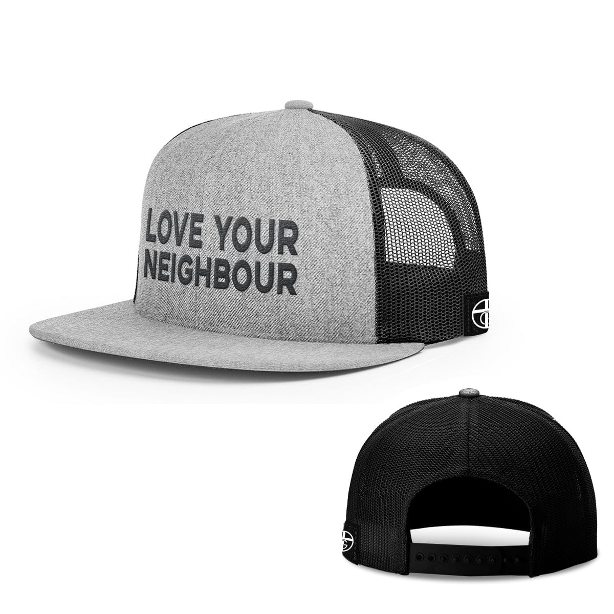 Our True God Hat Snapback Flatbill / Heather and Black / One Size Love Your Neighbour Hats