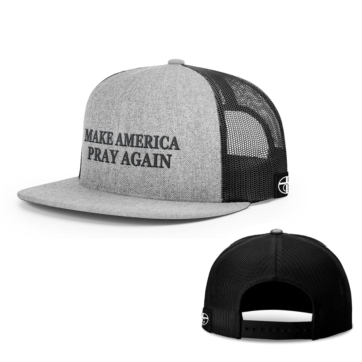 Our True God Hat Snapback Flatbill / Heather and Black / One Size Make America Pray Again Hats