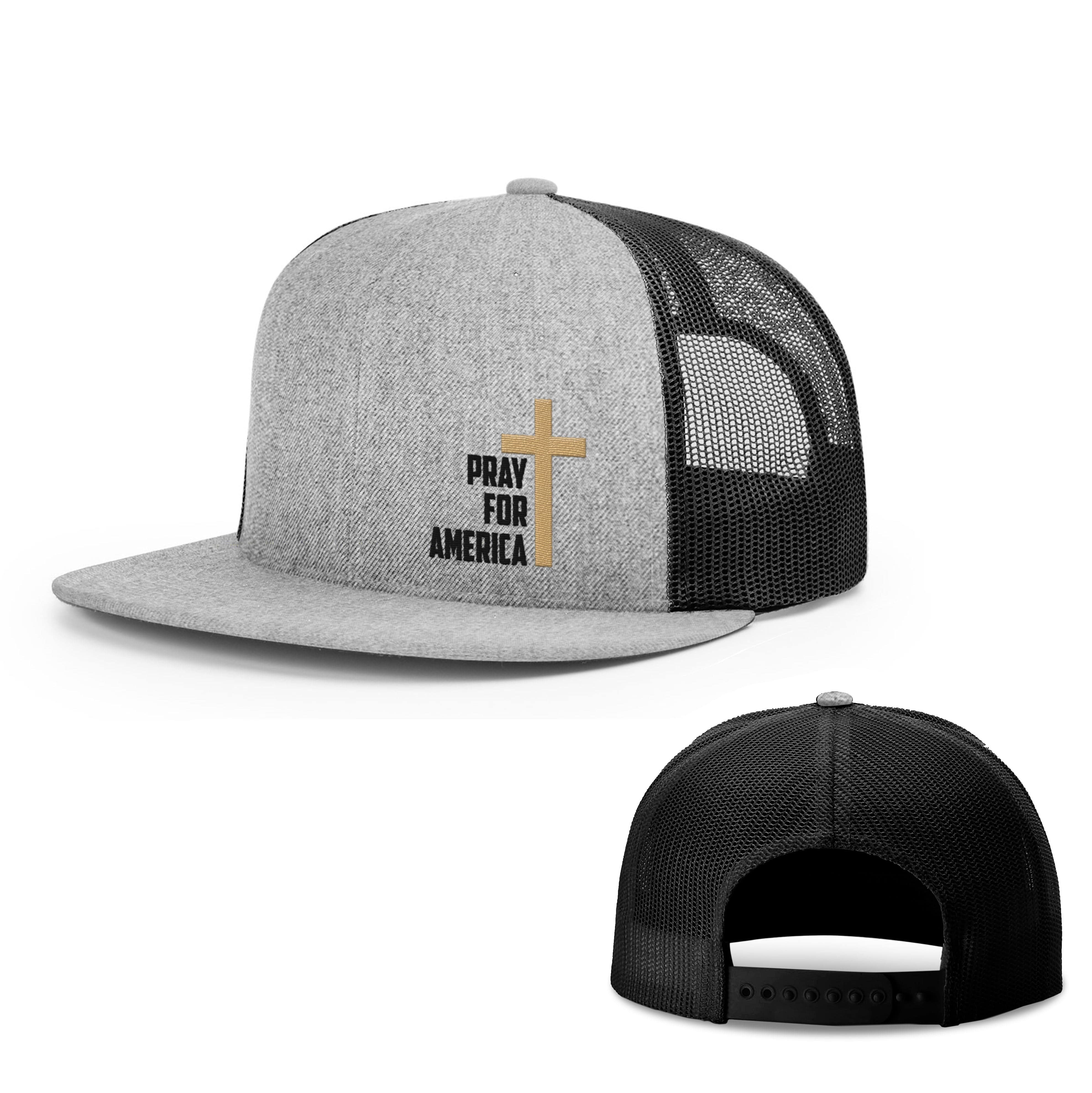 Our True God Hat Snapback Flatbill / Heather and Black / One Size Pray For America Hats