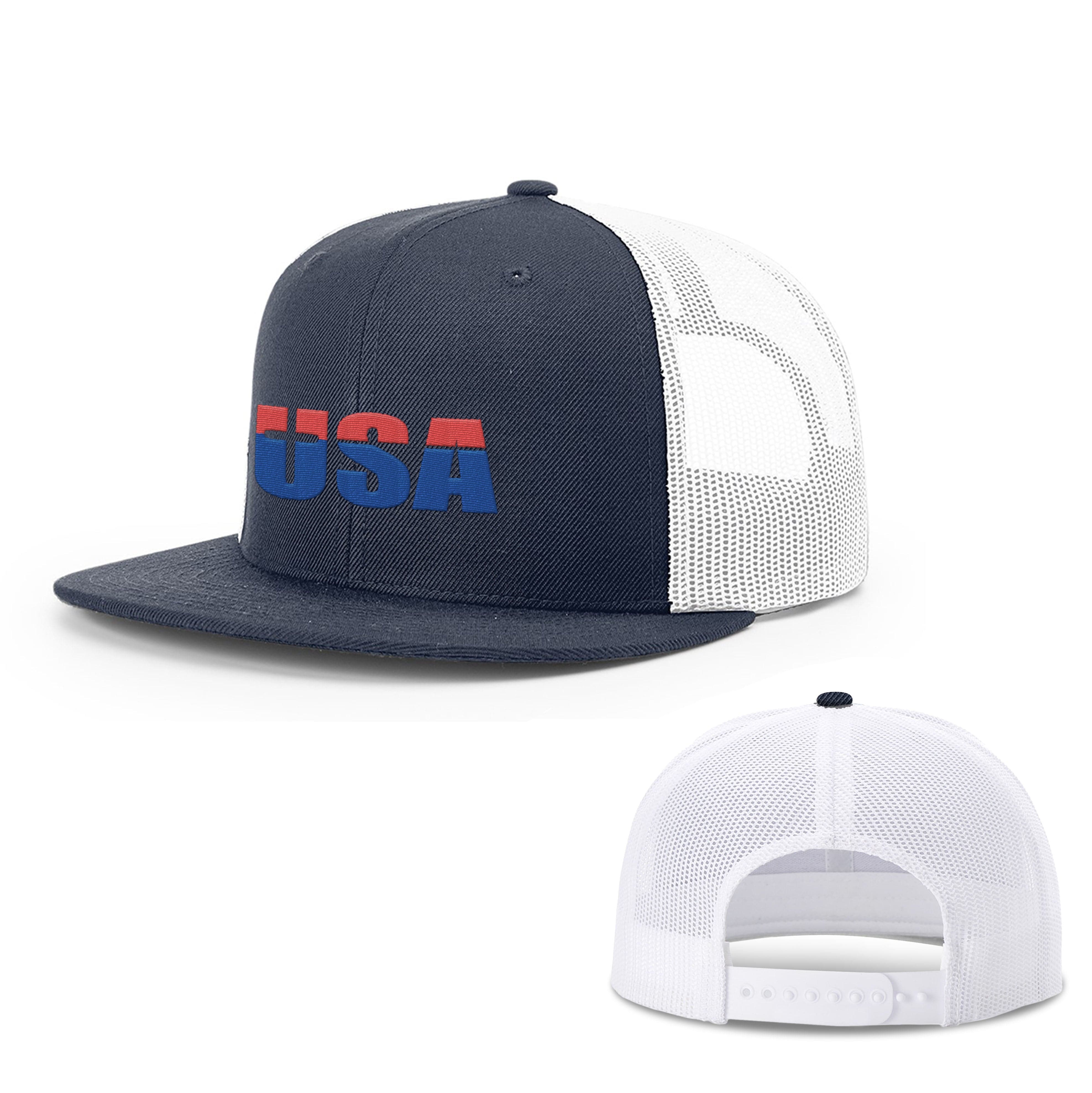 Our True God Hat Snapback Flatbill / Navy and White / One Size USA Cross Hats