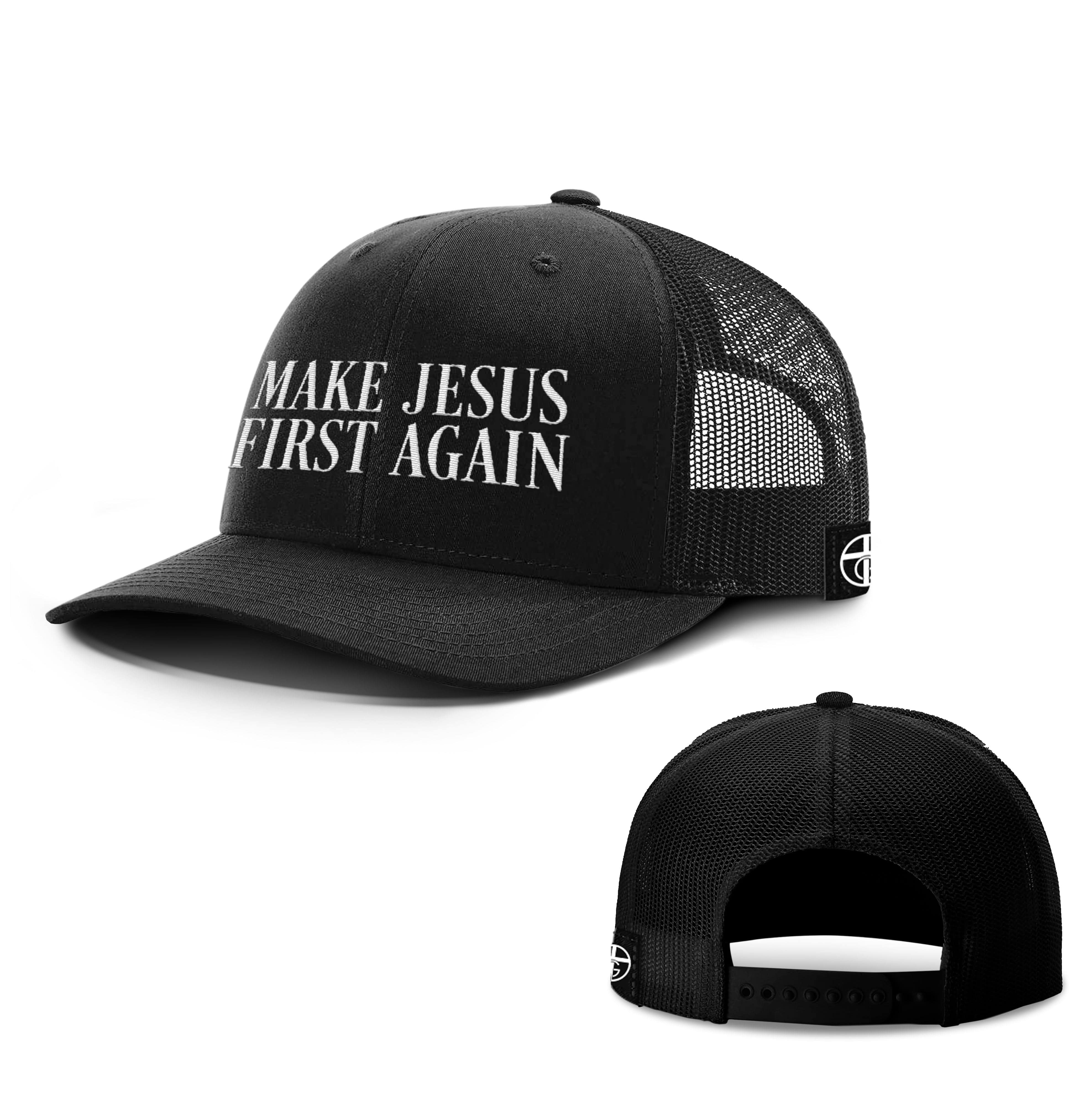 Our True God Hat Snapback / Full Black / One Size Make Jesus First Again Hats