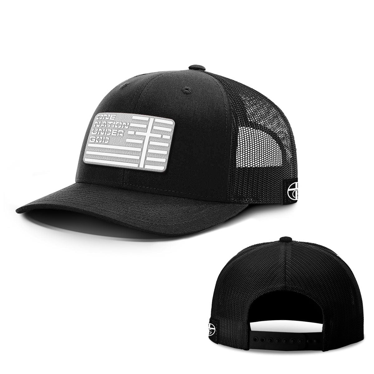 Our True God Hat Snapback / Full Black / One Size One Nation Under God Flag White PVC Patch Hats