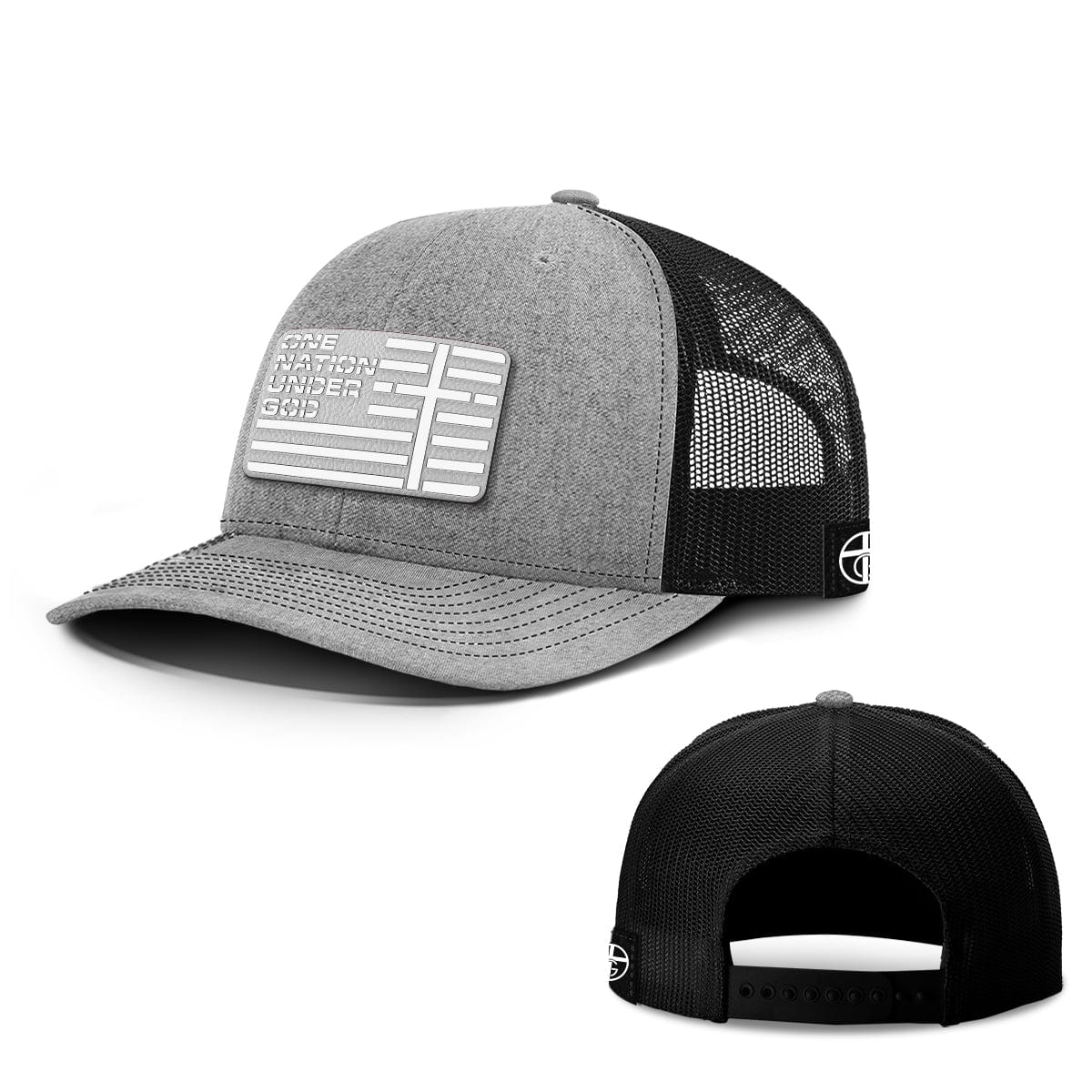 Our True God Hat Snapback / Heather and Black / One Size One Nation Under God Flag White PVC Patch Hats