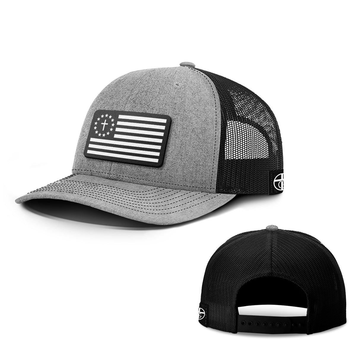 Our True God Hat Snapback / Heather and Black / One Size One Nation Under God White Leather Patch Hats