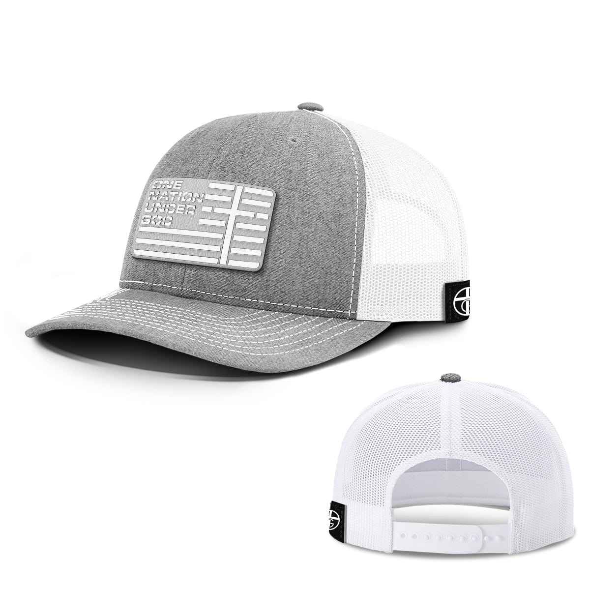 Our True God Hat Snapback / Heather and White / One Size One Nation Under God Flag White PVC Patch Hats