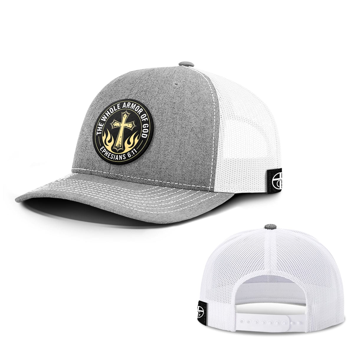 Our True God Hat Snapback / Heather and White / One Size The Whole Armor Of God Circle Patch Hats