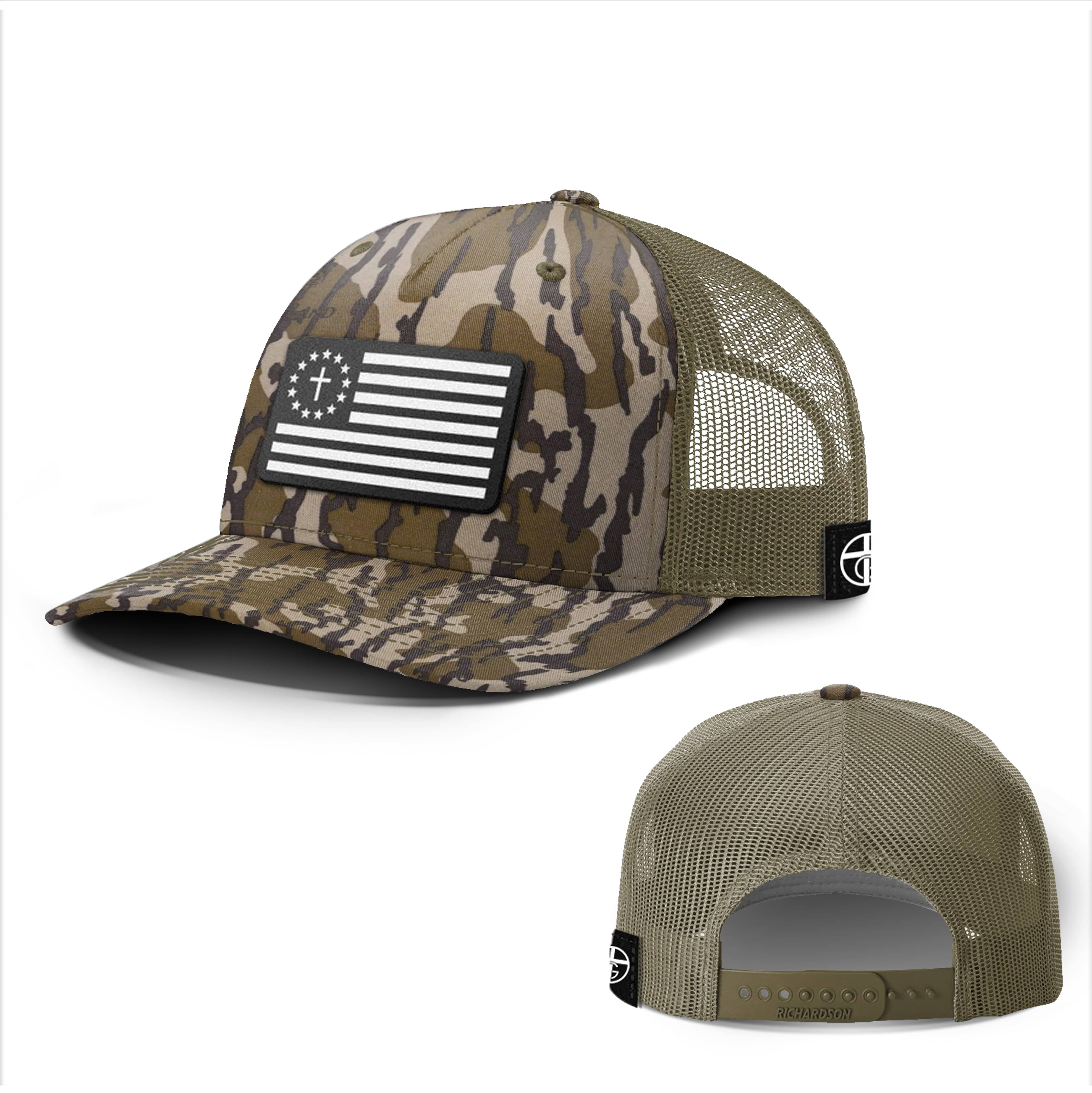 Our True God Hat Snapback / RealTree Excape and Black / One Size One Nation Under God White Leather Patch Hunting Hats