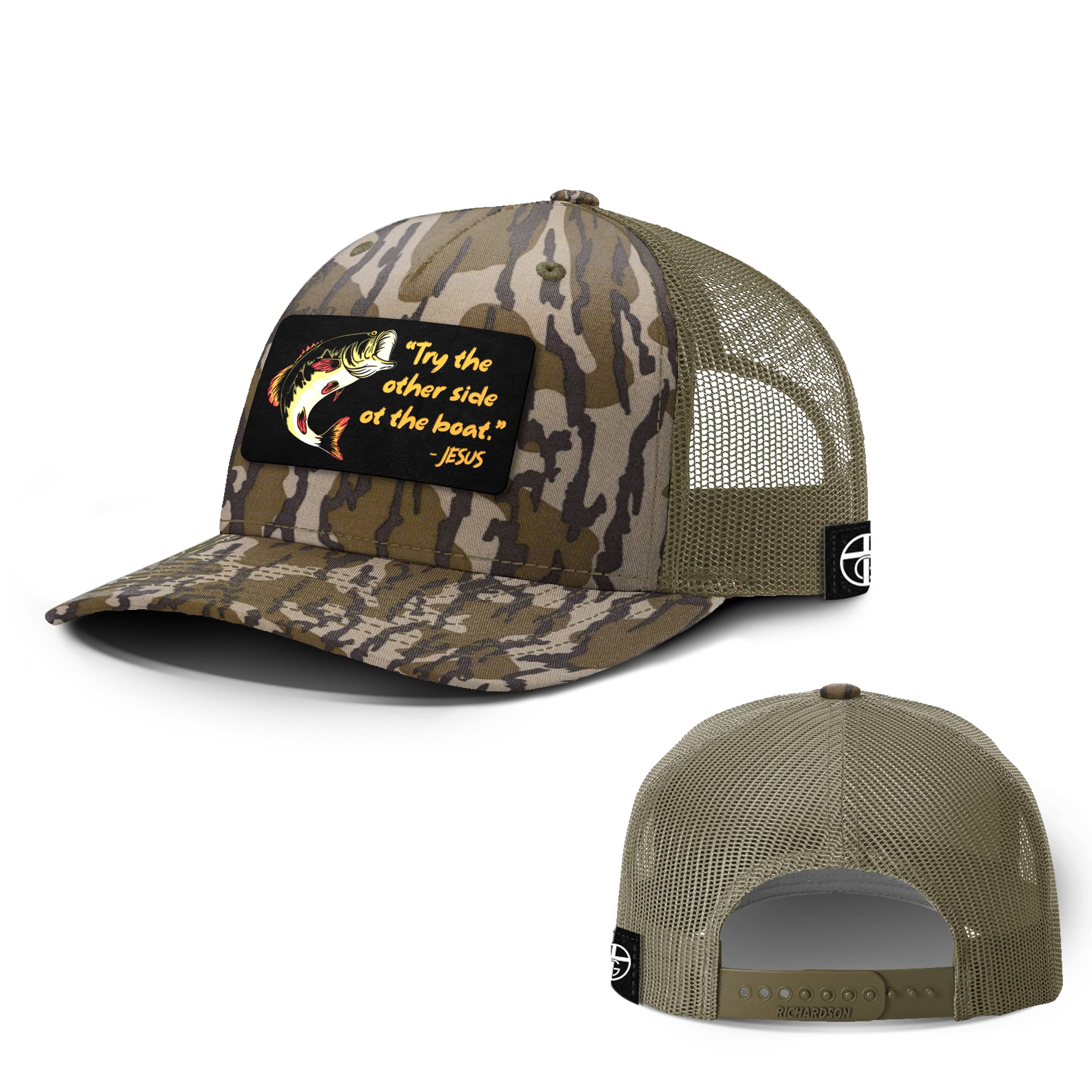 Our True God Hat Snapback / RealTree Excape and Black / One Size Try The Other Side Of The Boat Patch Hunting Hats