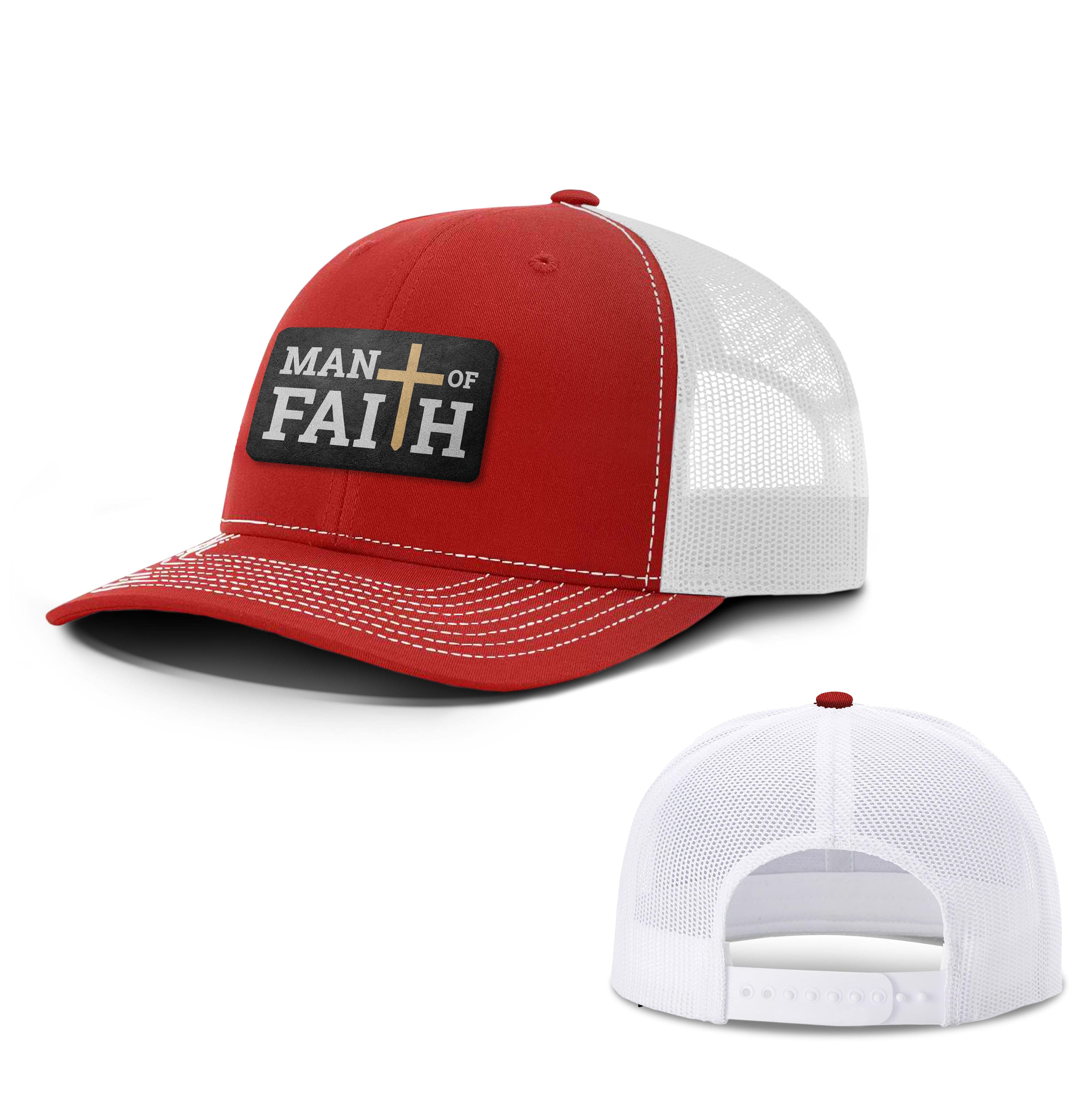 Our True God Hat Snapback / Red And White / One Size Man Of Faith Patch Hats