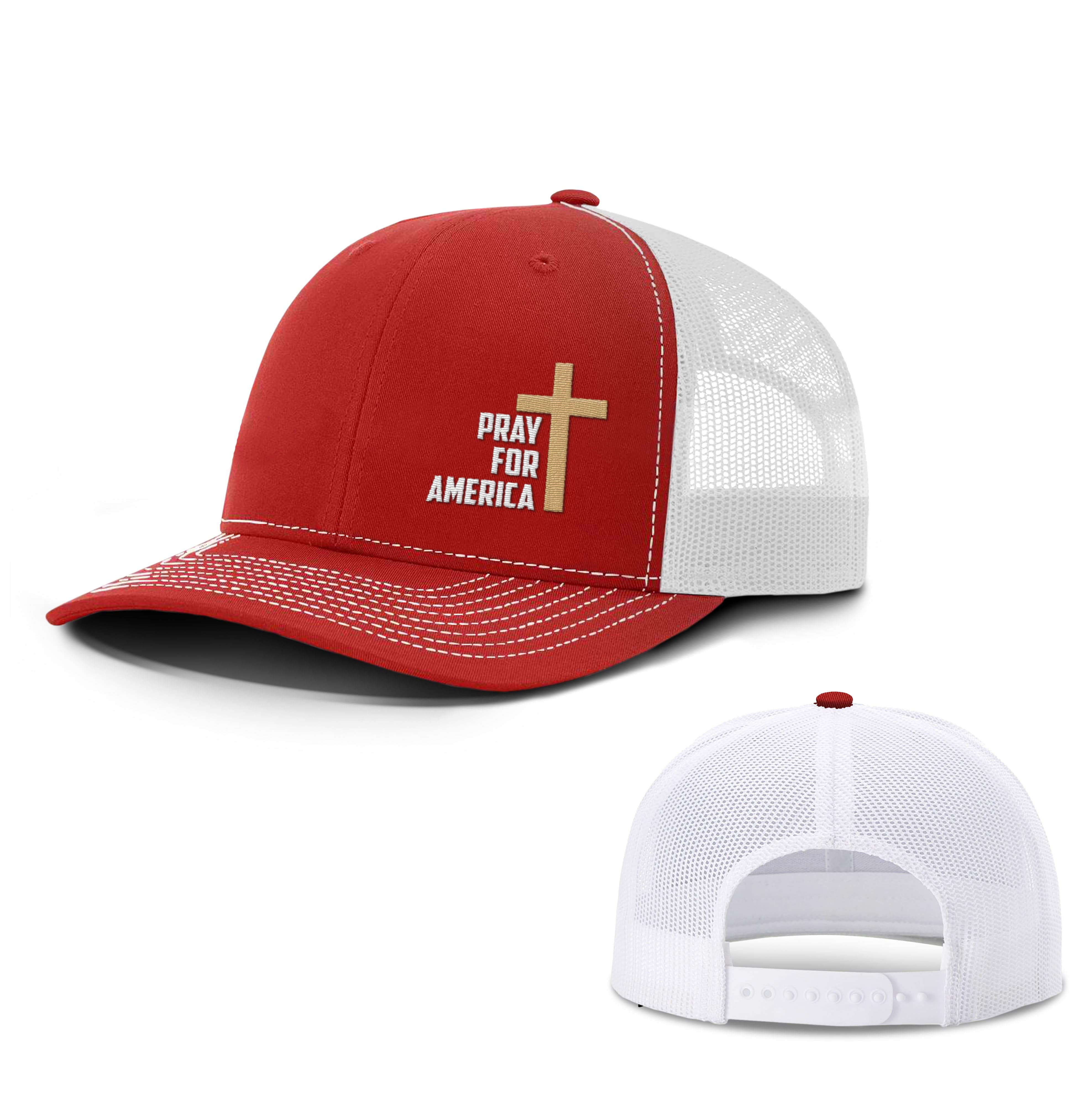 Our True God Hat Snapback / Red And White / One Size Pray For America Hats