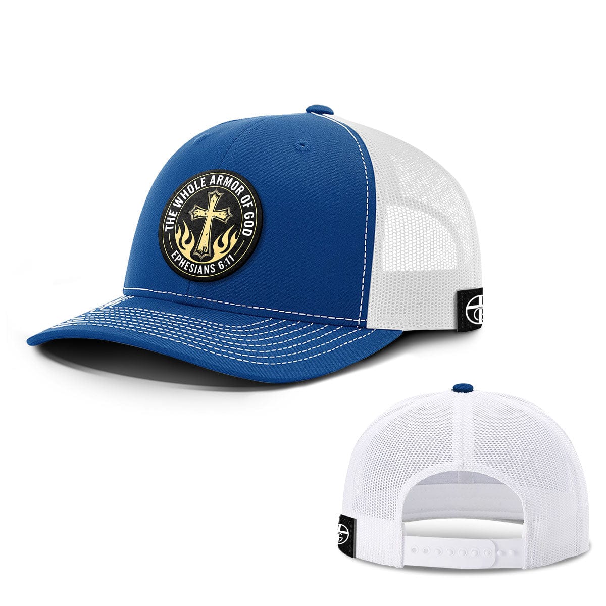 Our True God Hat Snapback / Royal Blue and White / One Size The Whole Armor Of God Circle Patch Hats