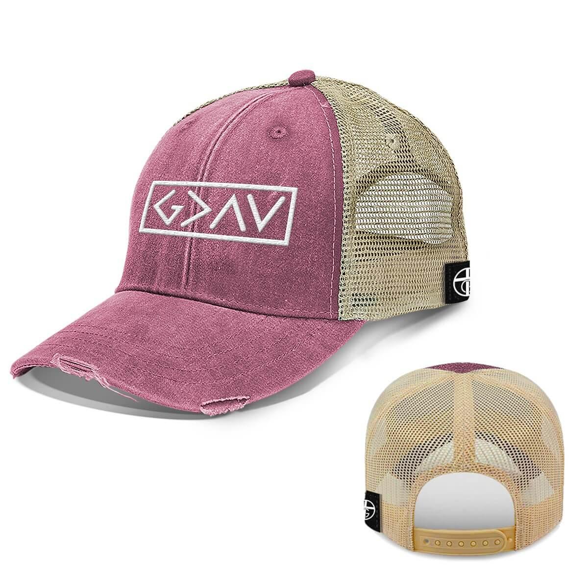 God is Greater Than the Highs and Lows Hats Trucker Hats - Our True God