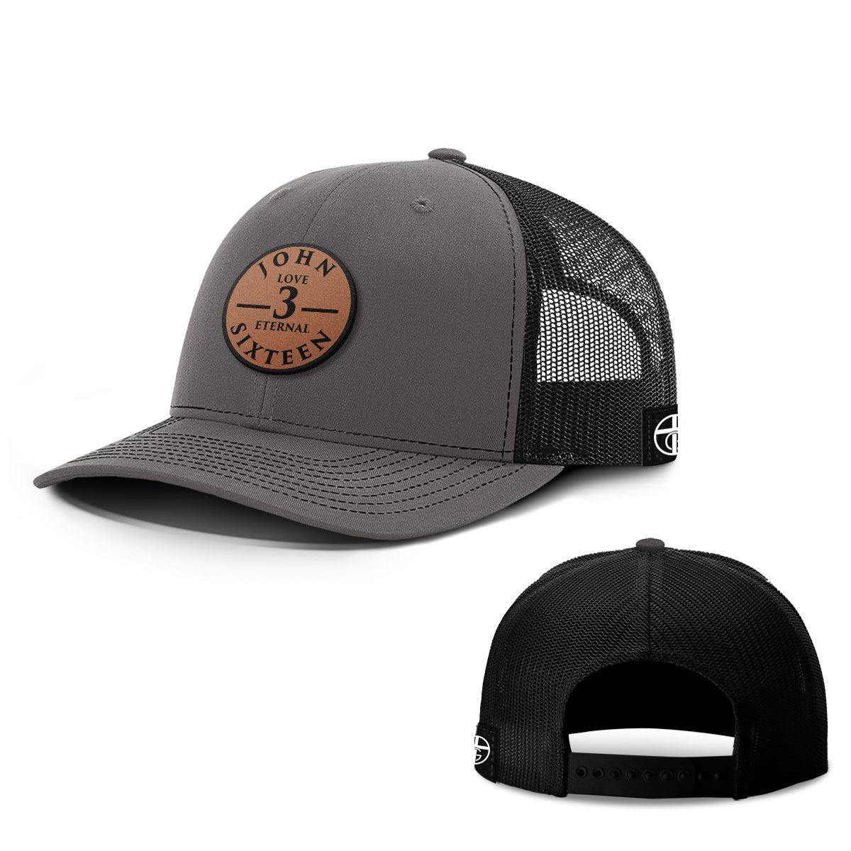 John 3 Sixteen Leather Patch Hats - Our True God