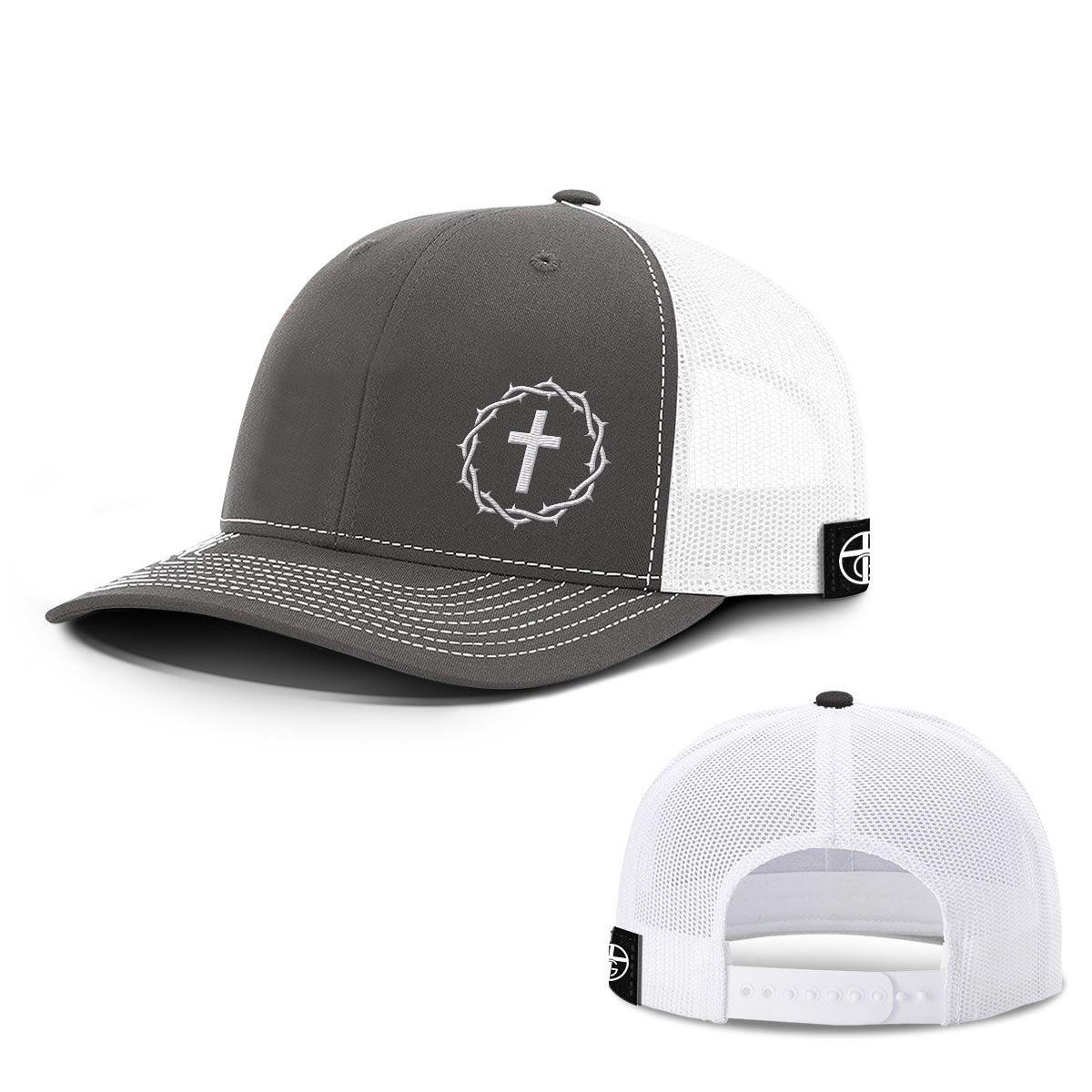 Crown of Thorns Cross Lower Left Hats - Our True God