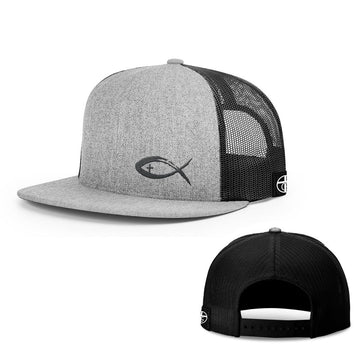 Jesus Fish V2 Lower Left Hats Snapback / Black and White / One Size