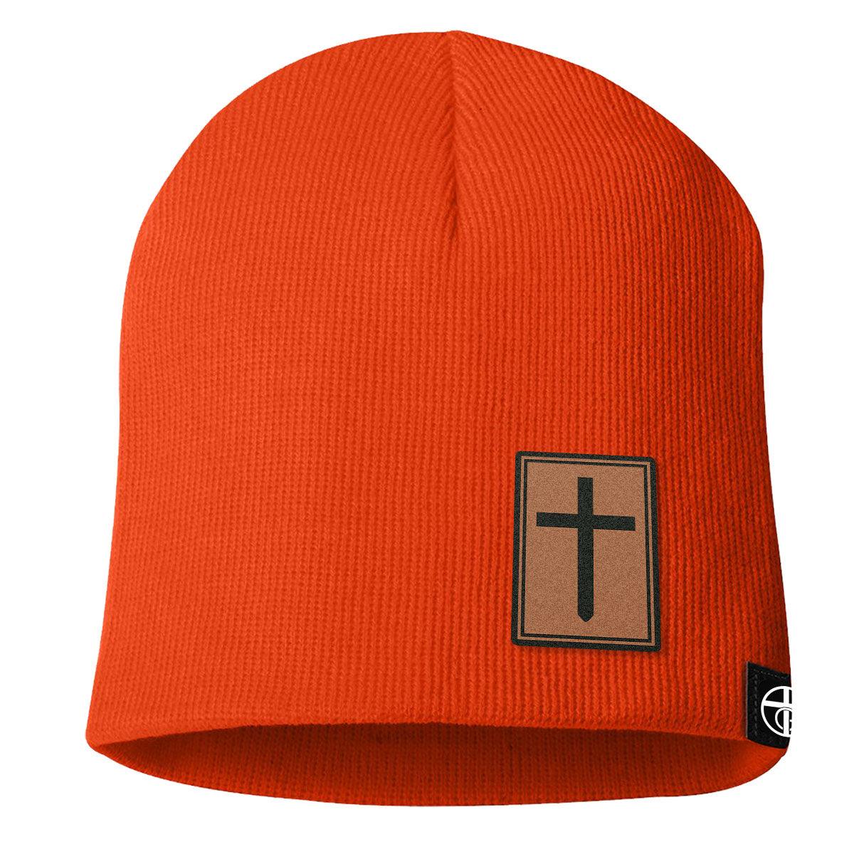 Cross Lower Left Leather Patch Beanies - Our True God