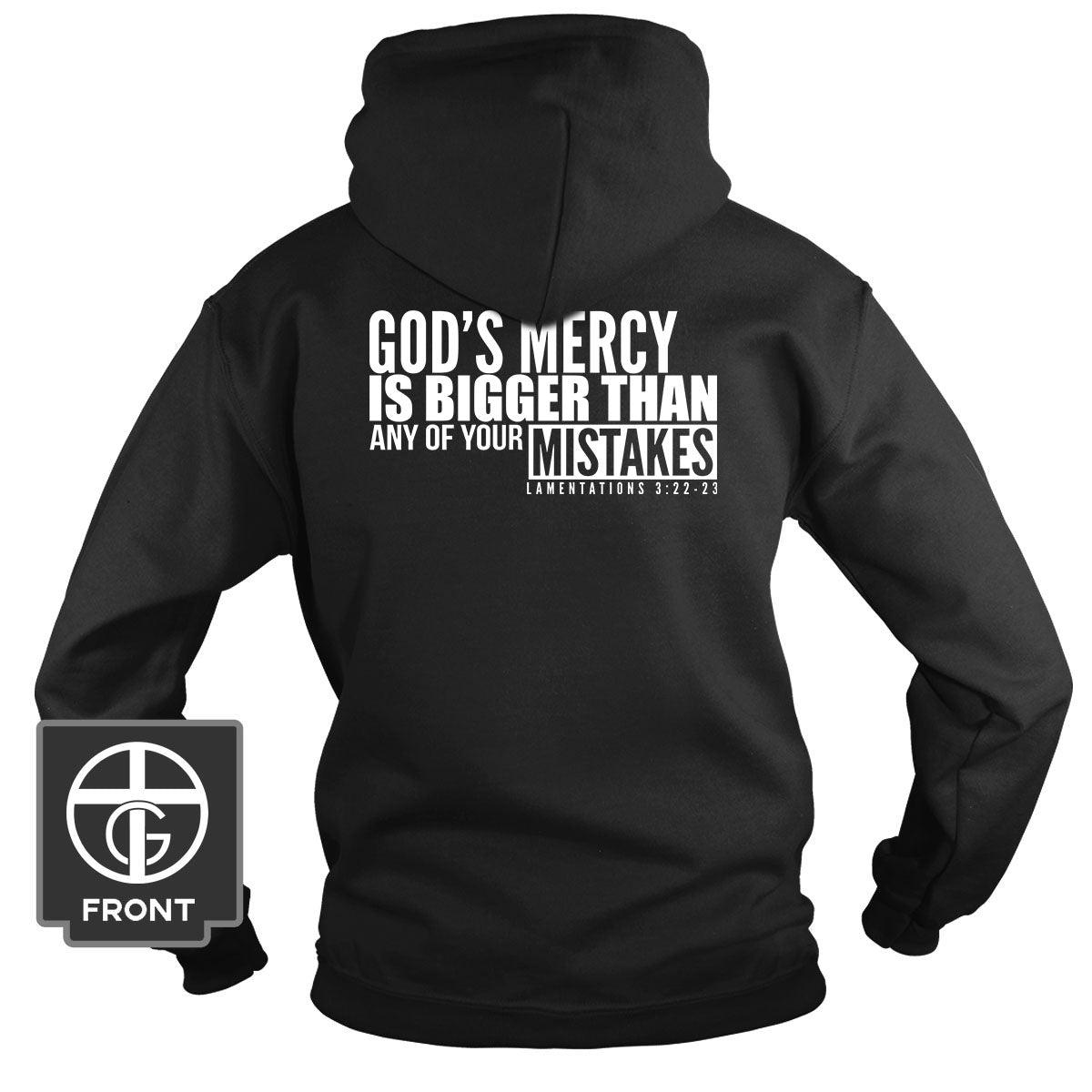 Our True God Apparel Hoodie / Black / S God's Mercy Is Bigger (Back Print) Long Sleeve