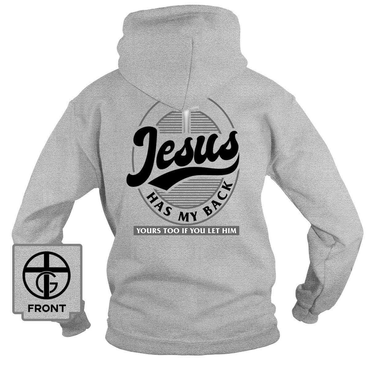 Our True God Apparel Hoodie / Grey / S Jesus Has My Back (Back Print)