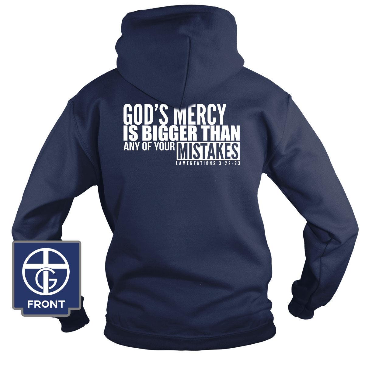 Our True God Apparel Hoodie / Navy / S God's Mercy Is Bigger (Back Print) Long Sleeve