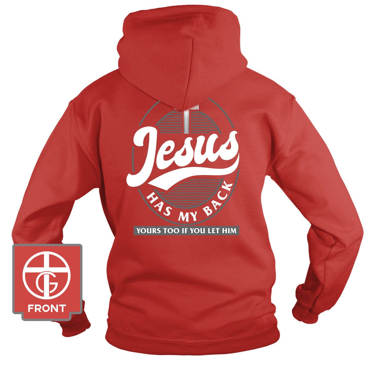 Our True God Apparel Hoodie / Red / S Jesus Has My Back (Back Print) Long Sleeves