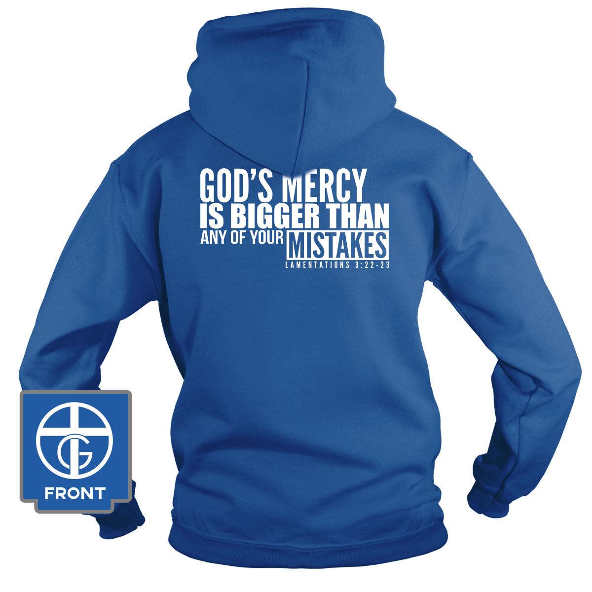 Our True God Apparel Hoodie / Royal Blue / S God's Mercy Is Bigger (Back Print) Long Sleeve