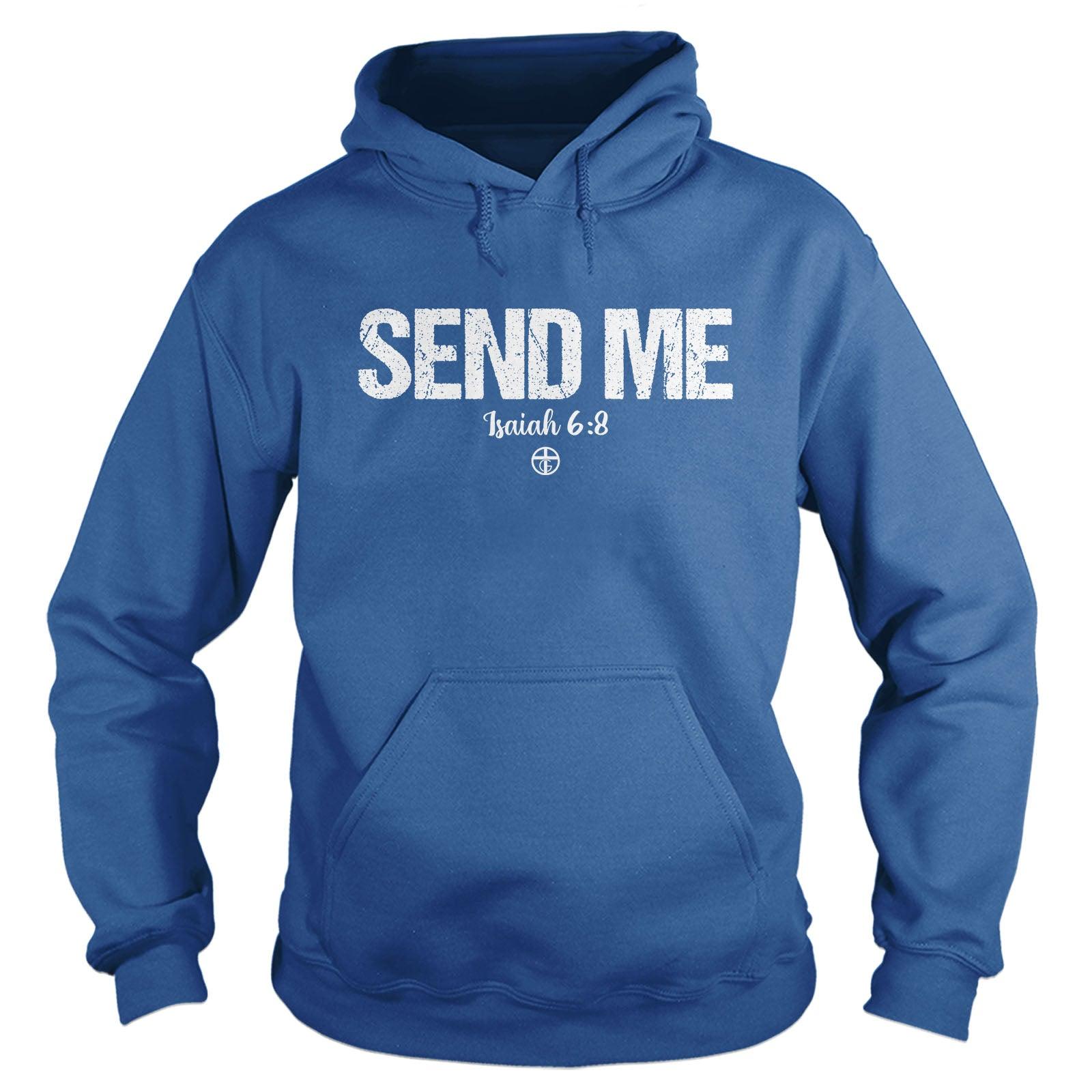 Our True God Apparel Hoodie / Royal Blue / S Isaiah 6:8 “SEND ME” (Front and Back Print)