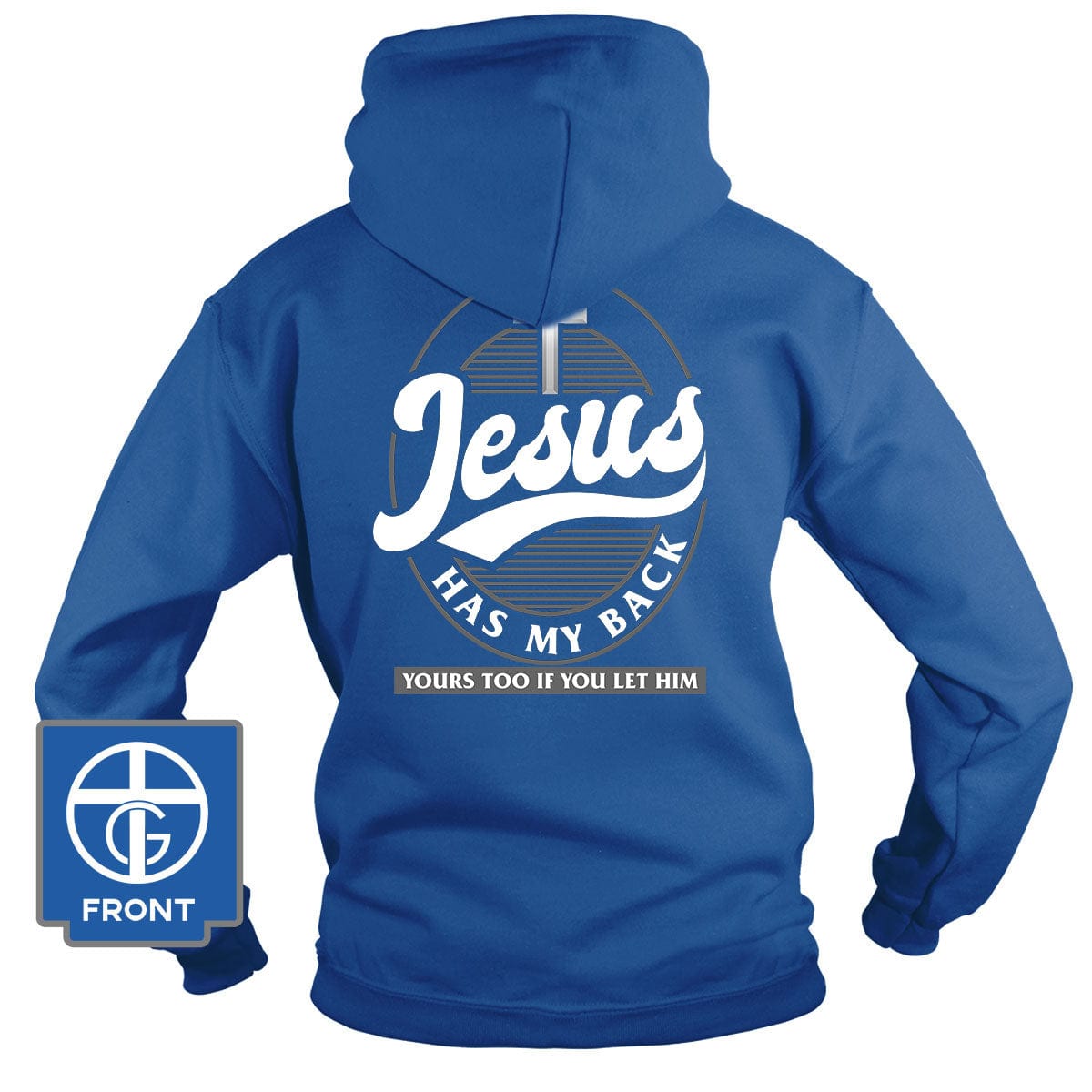 Our True God Apparel Hoodie / Royal Blue / S Jesus Has My Back (Back Print) Long Sleeves