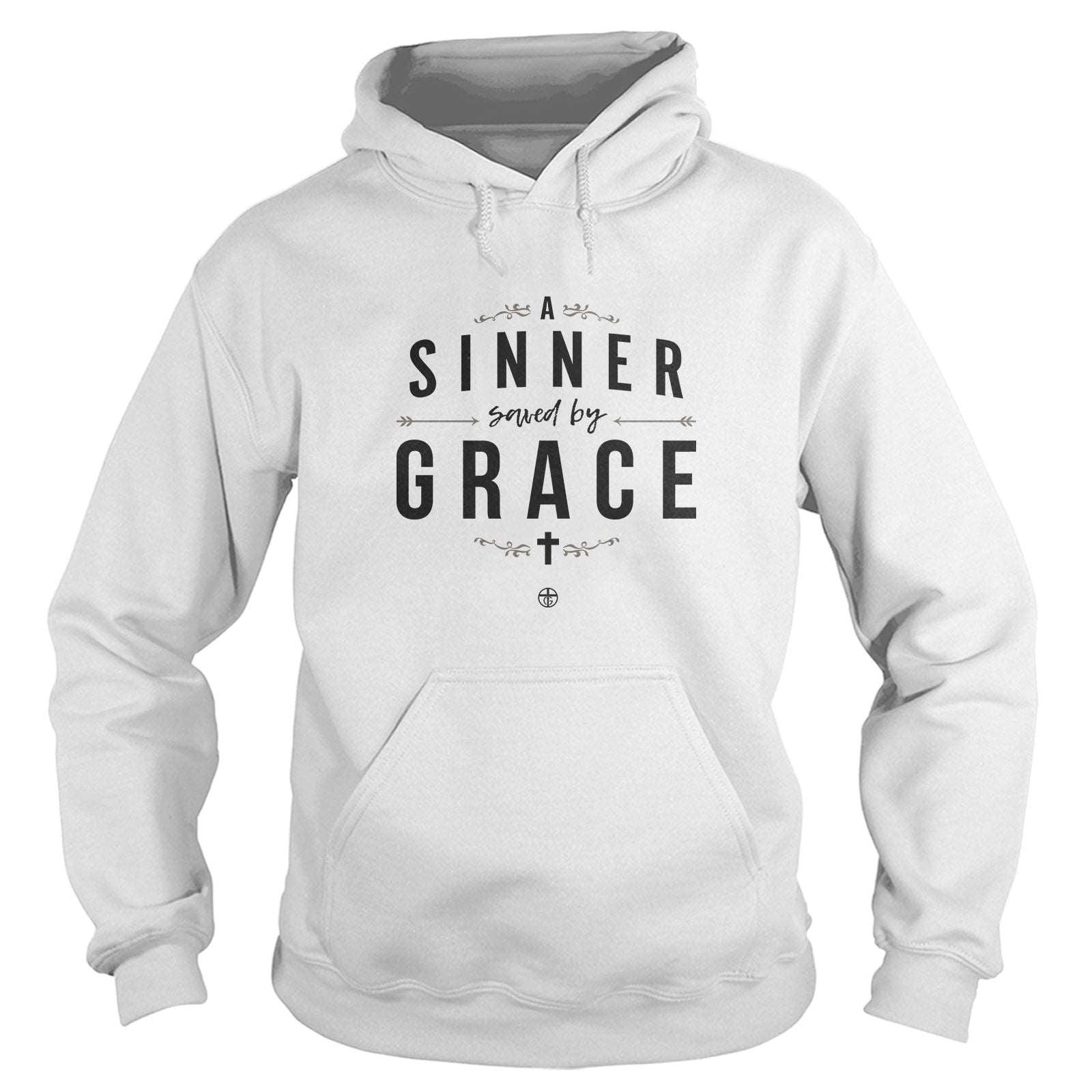 Our True God Apparel Hoodie / White / S A Sinner Saved By Grace Long Sleeve