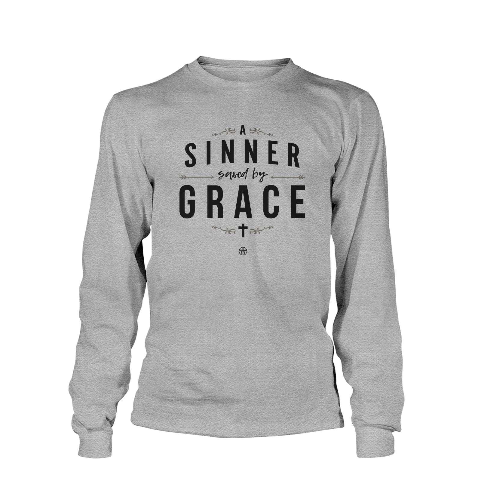 Our True God Apparel Long Sleeves / Grey / S A Sinner Saved By Grace Long Sleeve