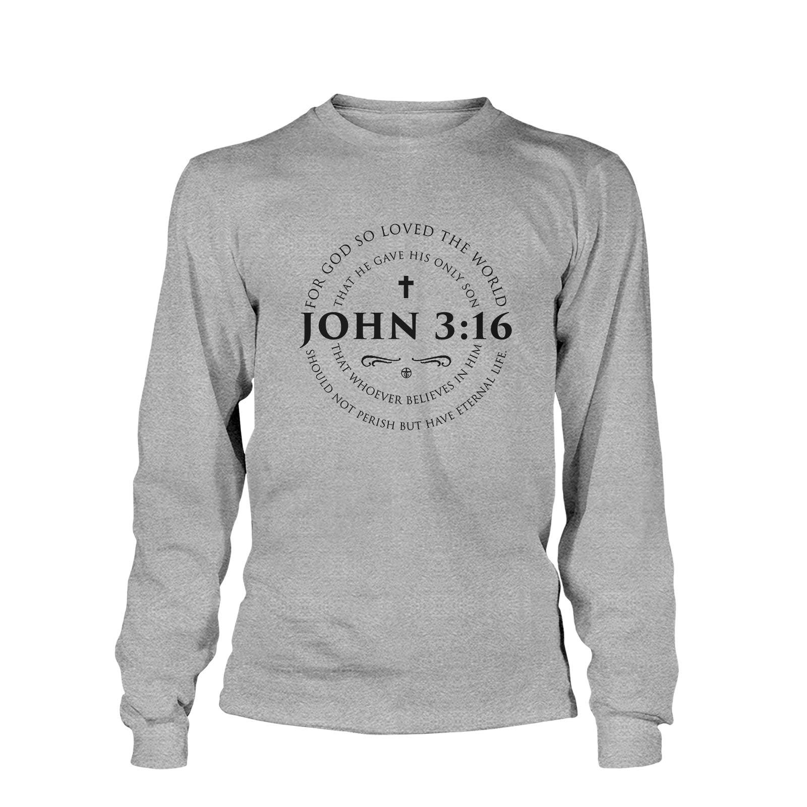 Our True God Apparel Long Sleeves / Grey / S John 3:16 Long Sleeves